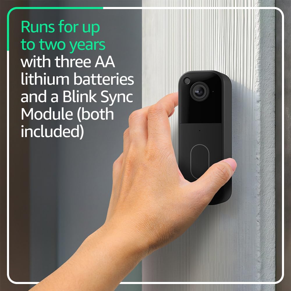 Blink Video Doorbell (newest model) – Head-to-toe HD view, two-year battery life, and simple setup. Sync Module Core included – System (Black) 3