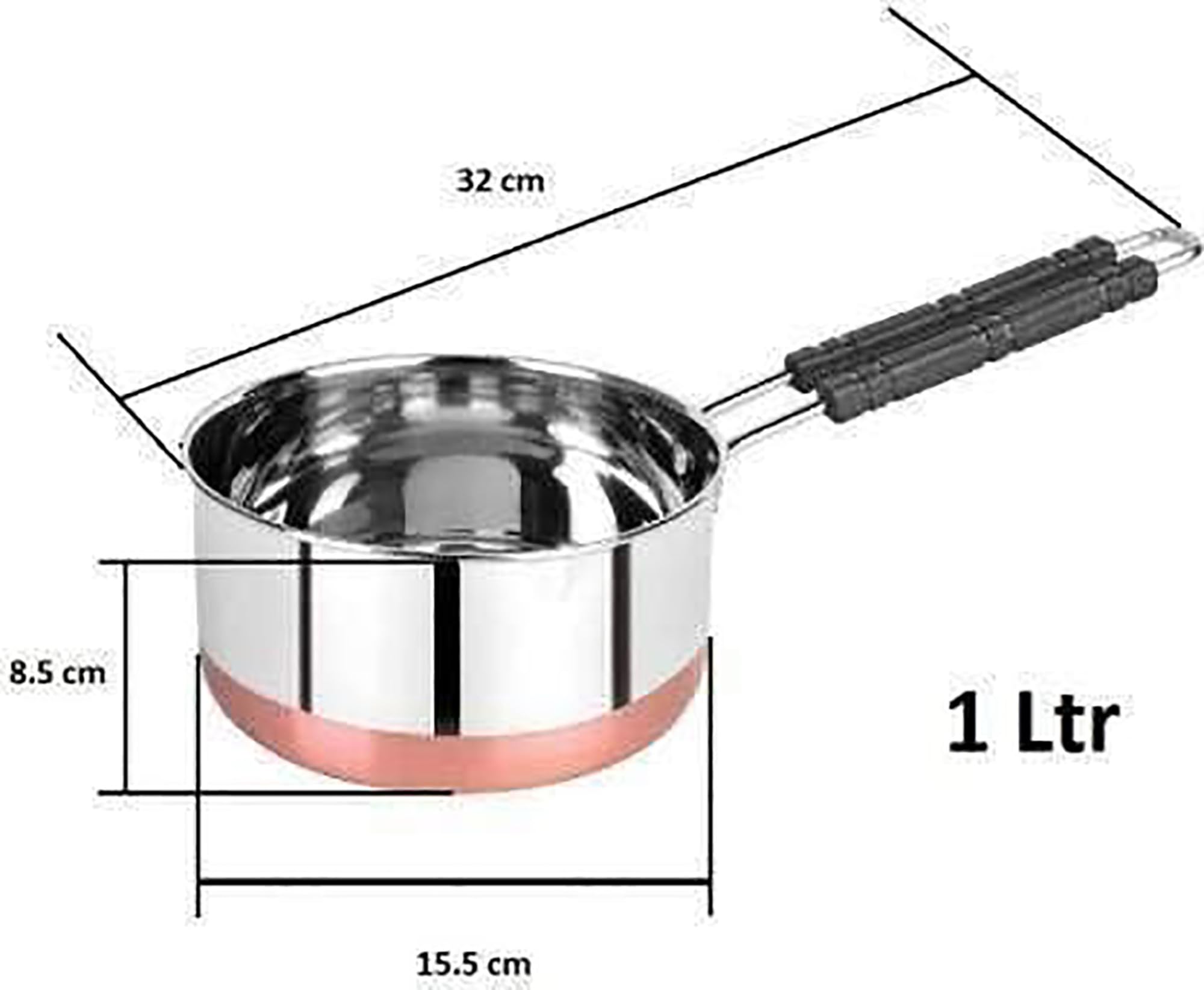 LUSTRE KITCH Stainless Steel Copper Bottom Saucepans with Lids |Tea Pan, Flat Base Cookware, Combo Set 6 (1L, 1.5L, 2L) � Tea, Milk, and Sauce Pans. 5