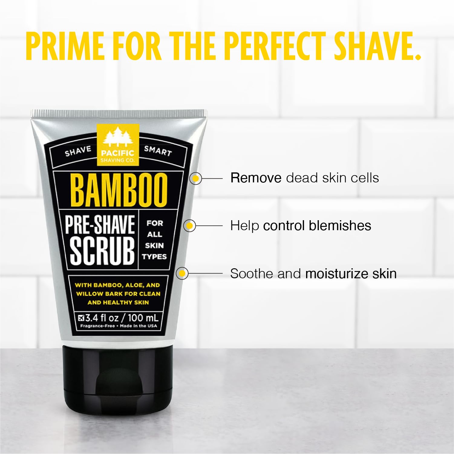 Pacific Shaving Company Bamboo Pre-Shave Scrub - Exfoliating Face Scrub & Cleanser - Daily Face Wash for Men with Aloe Vera & Willow Bark Extract - Soothes, Moisturizes & Controls Blemishes (2 Pack) 3