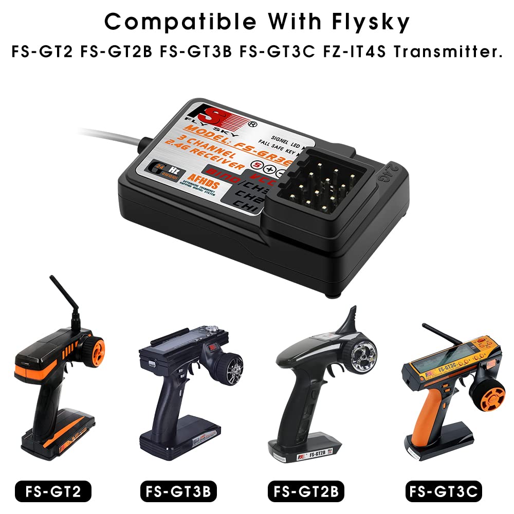 Flysky GR3E Receiver 2.4G FS-GR3E 3CH Receiver for Flysky FS-GT2 FS-GT2B FS-GT3B FS-GT3C FZ-IT4S RC Car Boat (1 Pc) 3
