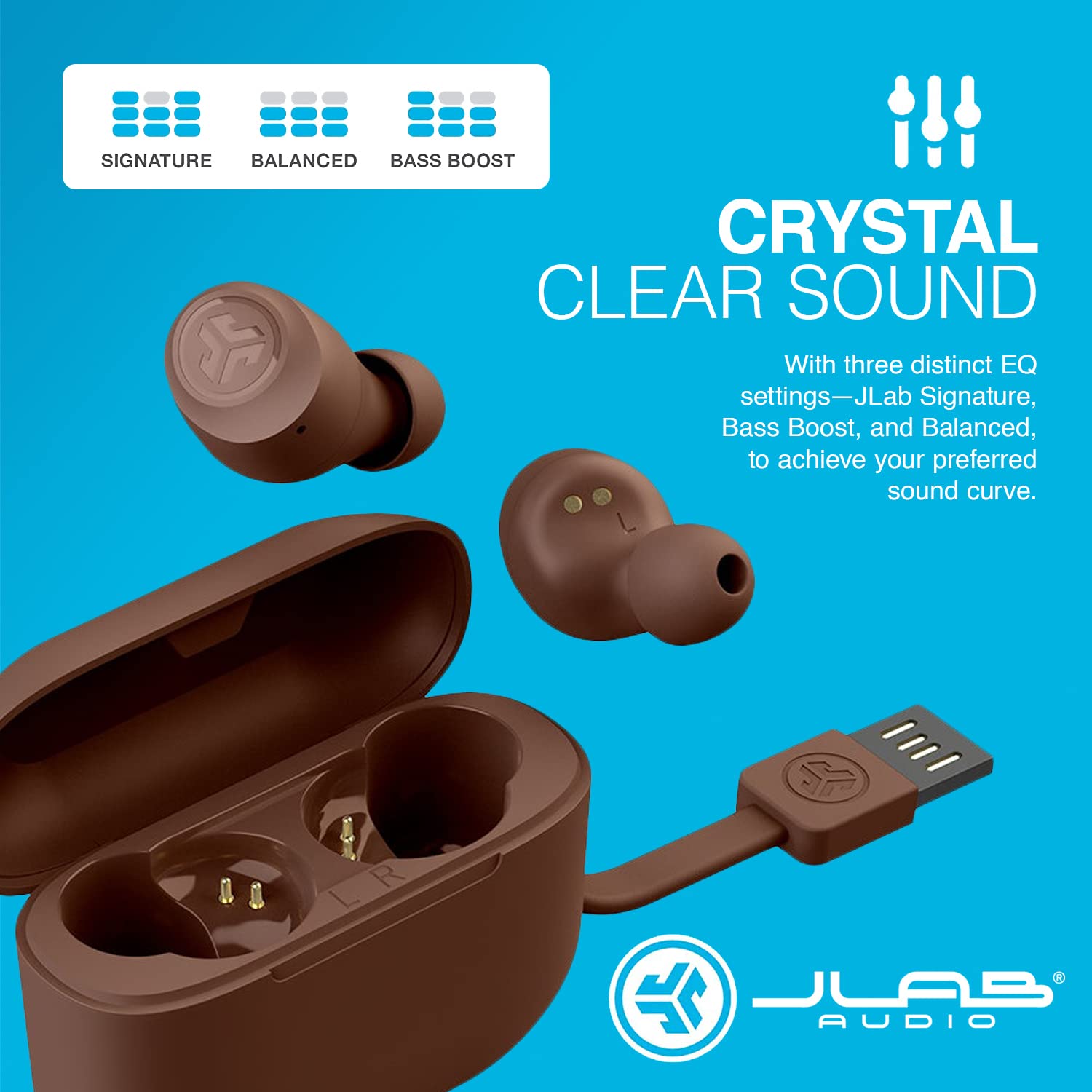 JLab Go Air Tones True Wireless Earbuds Designed with Auto On and Connect, Touch Controls, 32+ Hours Bluetooth Playtime, EQ3 Sound, and Dual Connect, Natural Earthtone Color (4625 W) 6