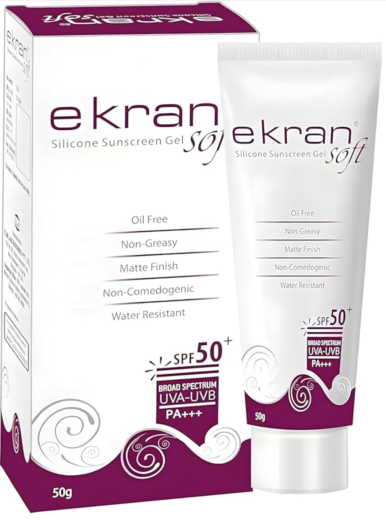 Ekran Soft Silicone Sunscreen Gel SPF 50+ | Oil-Free, Non-Greasy, Matte Finish, Water-Resistant, Non-Comedogenic | Broad Spectrum UVA-UVB PA+++ – 50g 1