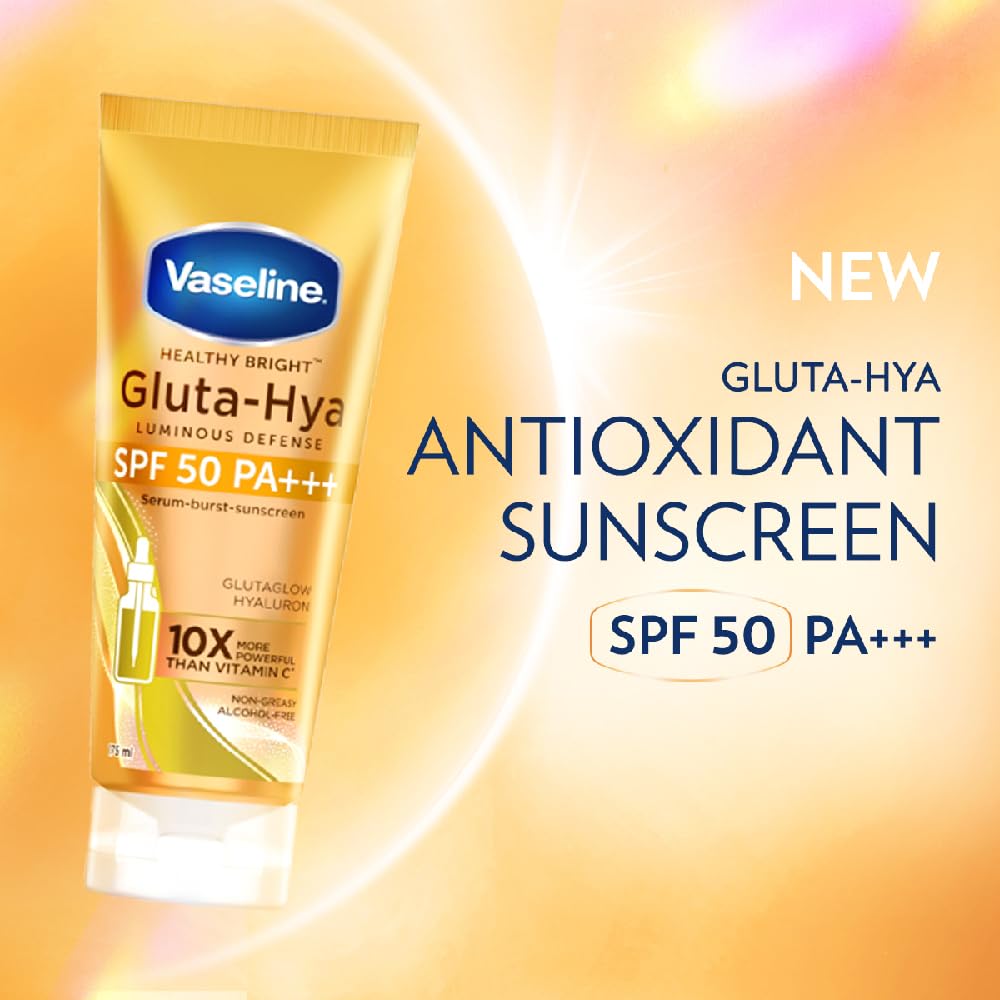 Vaseline Gluta Hya - Antioxidant SPF 50 PA+++ Sunscreen for Face & Body | Glutathione & Hyaluronic Acid infused Sunscreen 175 ML 3