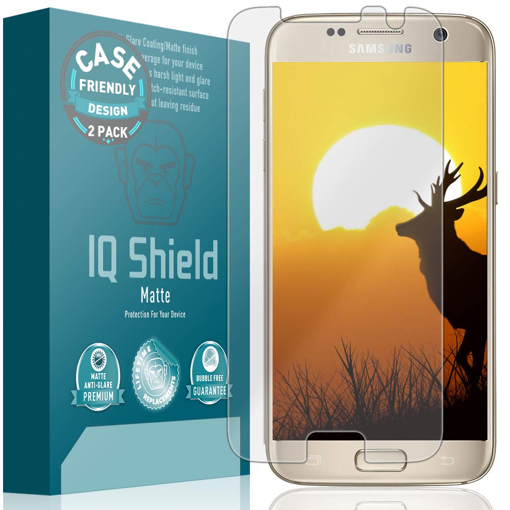 IQShield Matte Screen Protector Compatible with Samsung Galaxy S7 (Case-Friendly Slim)(Ultimate)(2-Pack) Anti-Glare Anti-Bubble TPU Film