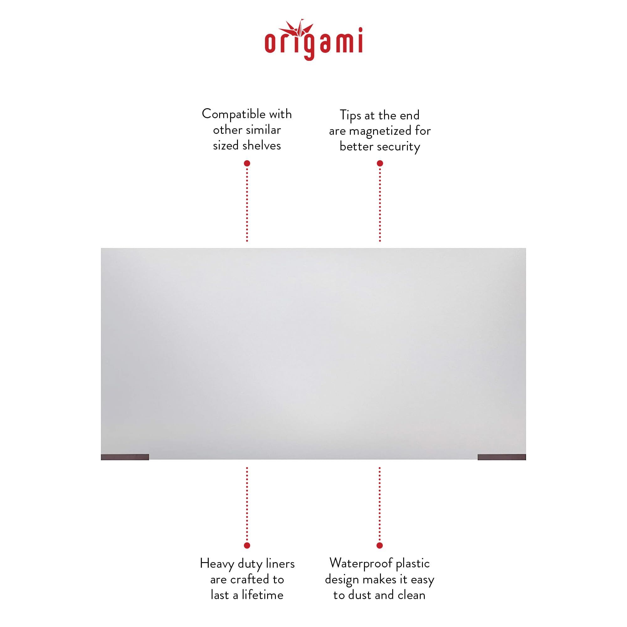 Origami 12-Pack Magnetic Wire Shelf Liners for R4 & R5 Storage Shelving Rack Units, Clear 5