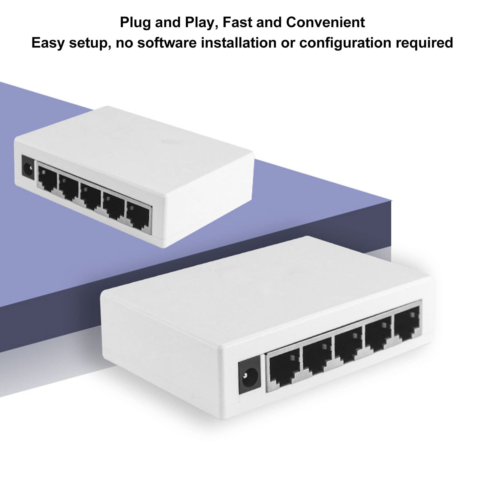 5 Port Ethernet Network Switch Fast Ethernet Network Switch RJ45 Network Ports Plug Play Ethernet Network Switch US Plug 100‑240V (1000M) 6