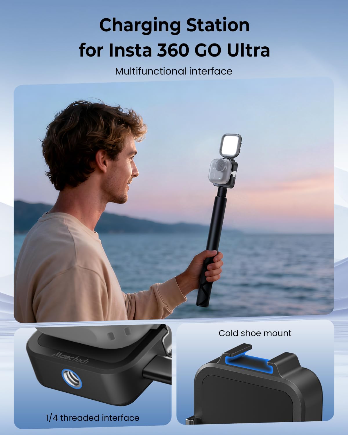 Maectech Charging Base for Insta360 GO Ultra Charging Dock Station for GO Ultra Accessories Quick Release Mount - Black 5