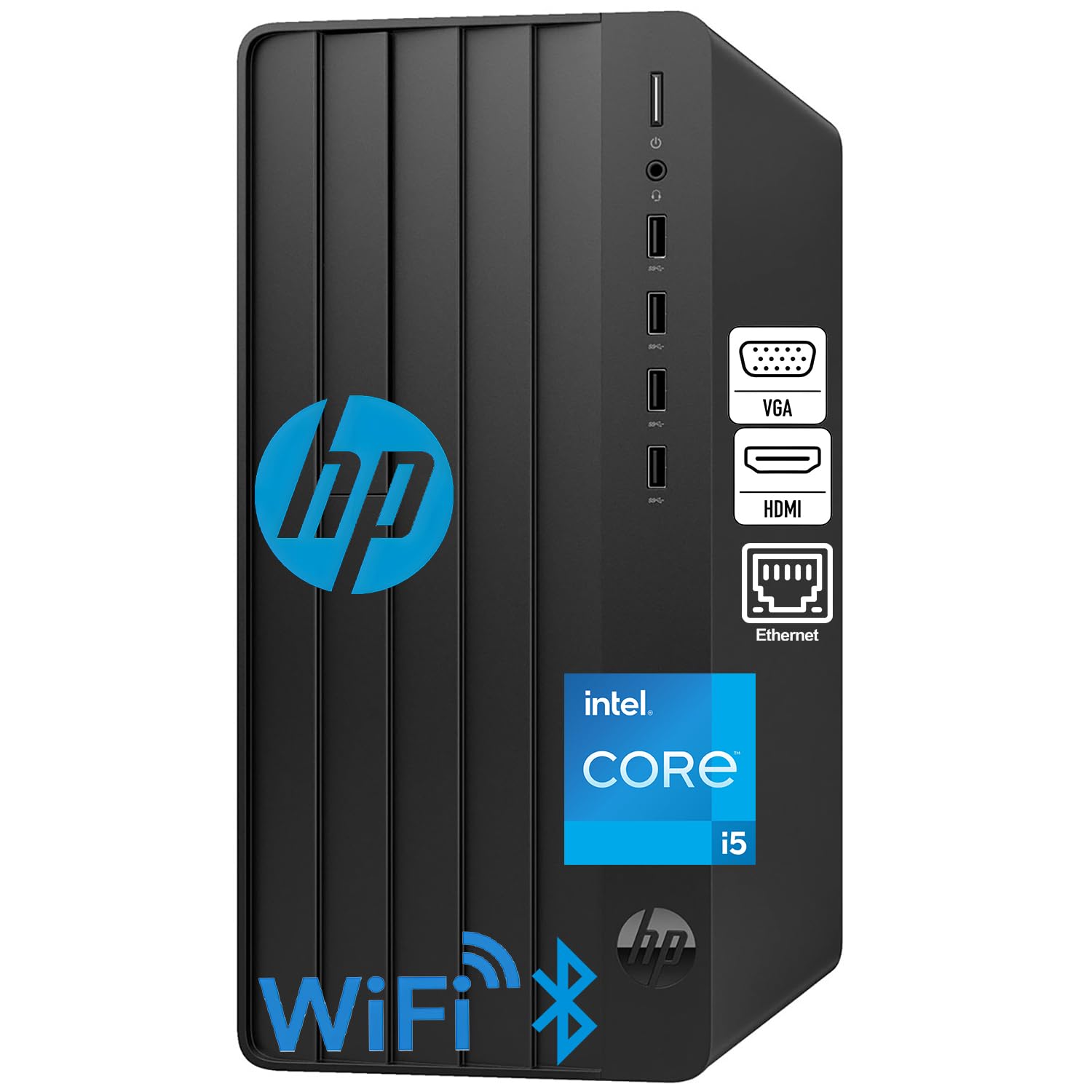 HP Desktop Computers Tower PC for Home and Business, Intel 14-Core i5-13500, 32GB DDR4 RAM, 1TB PCIe SSD, UHD Graphics 770, WiFi 6, Bluetooth 5.3, RJ-45, HDMI, VGA, Keyboard and Mouse, Windows 11