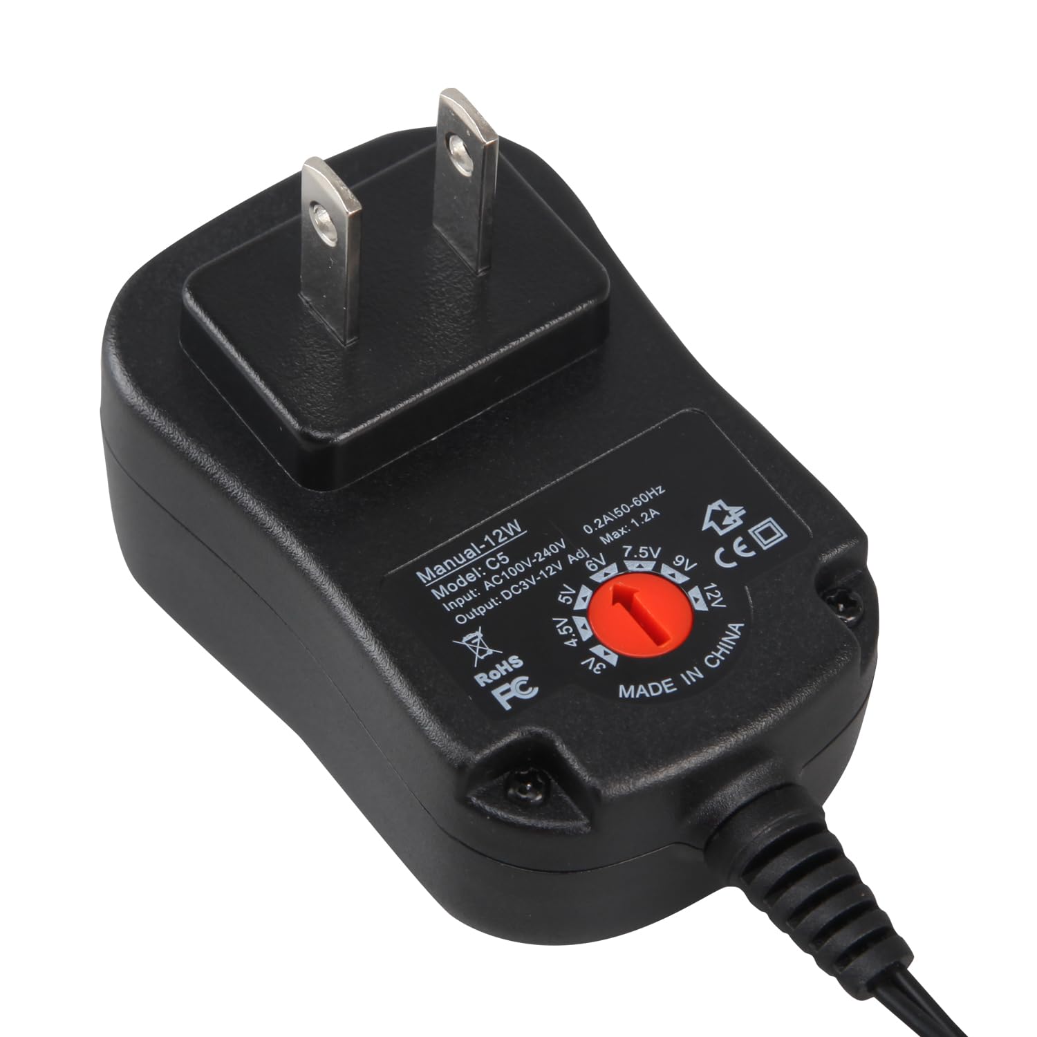 Universal Battery Eliminator Kit, 12W AC Power Supply Adapter with Adjustable Voltage, 7 Rechargeable Batteries Compatible Set (AA) 6