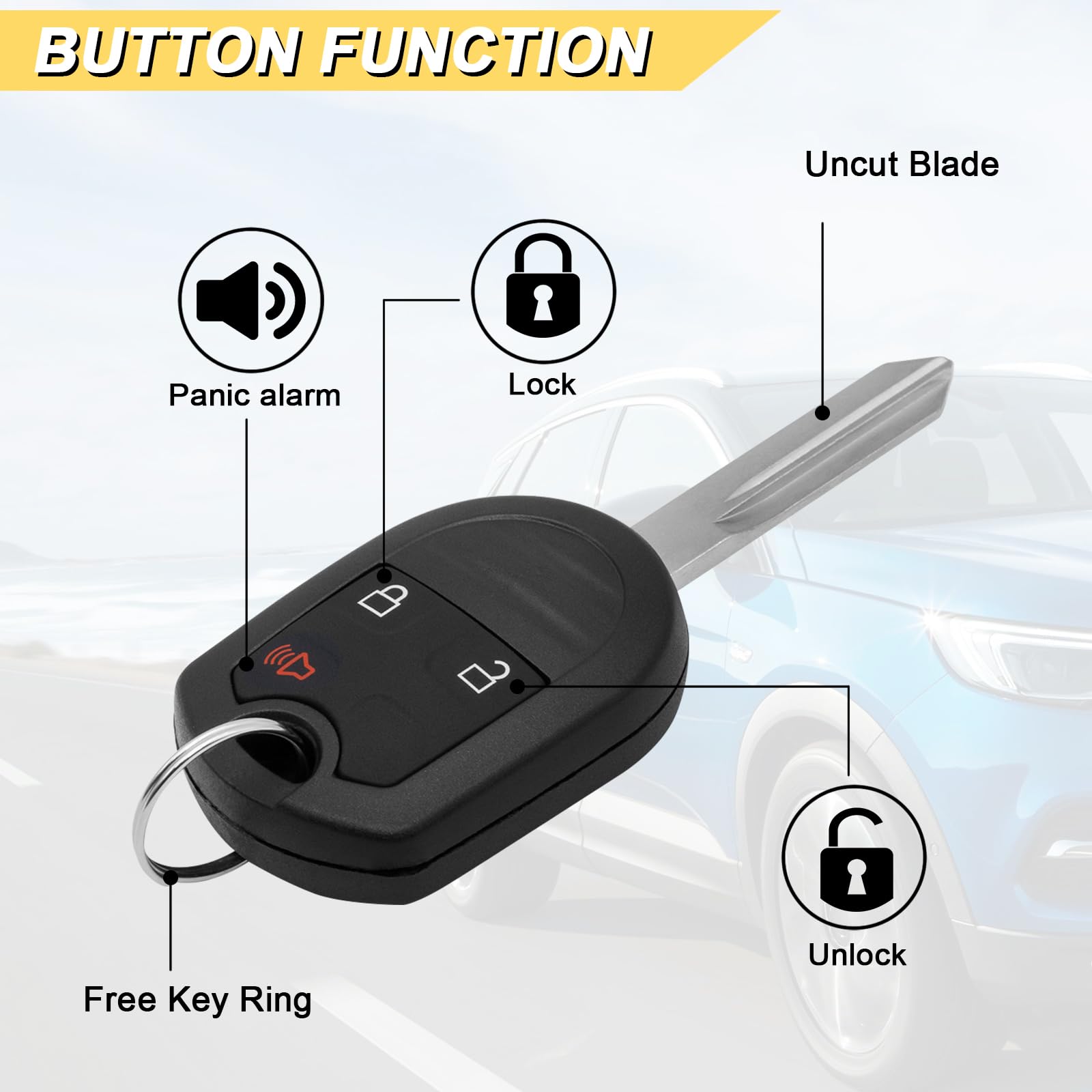 Vurkcy Key Fob Replacement for 04-14 Ford F150/ 04-16 F250 F350/ 05-12 Escape/ 03-16 Expedition/ 01-15 Explorer/Edge Econoline Flex Freestar Freestyle Fusion Ranger Taurus X Windstar, CWTWB1U793 4