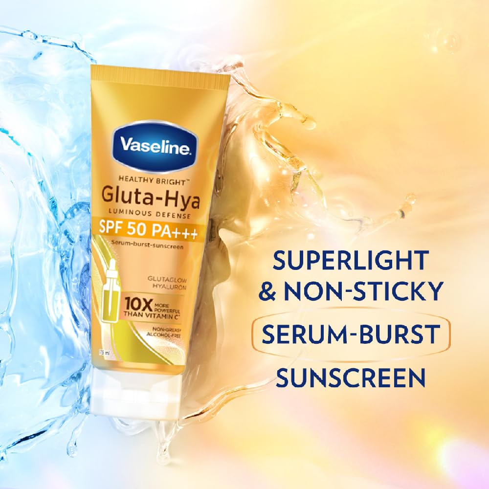 Vaseline Gluta Hya - Antioxidant SPF 50 PA+++ Sunscreen for Face & Body | Glutathione & Hyaluronic Acid infused Sunscreen 175 ML 6