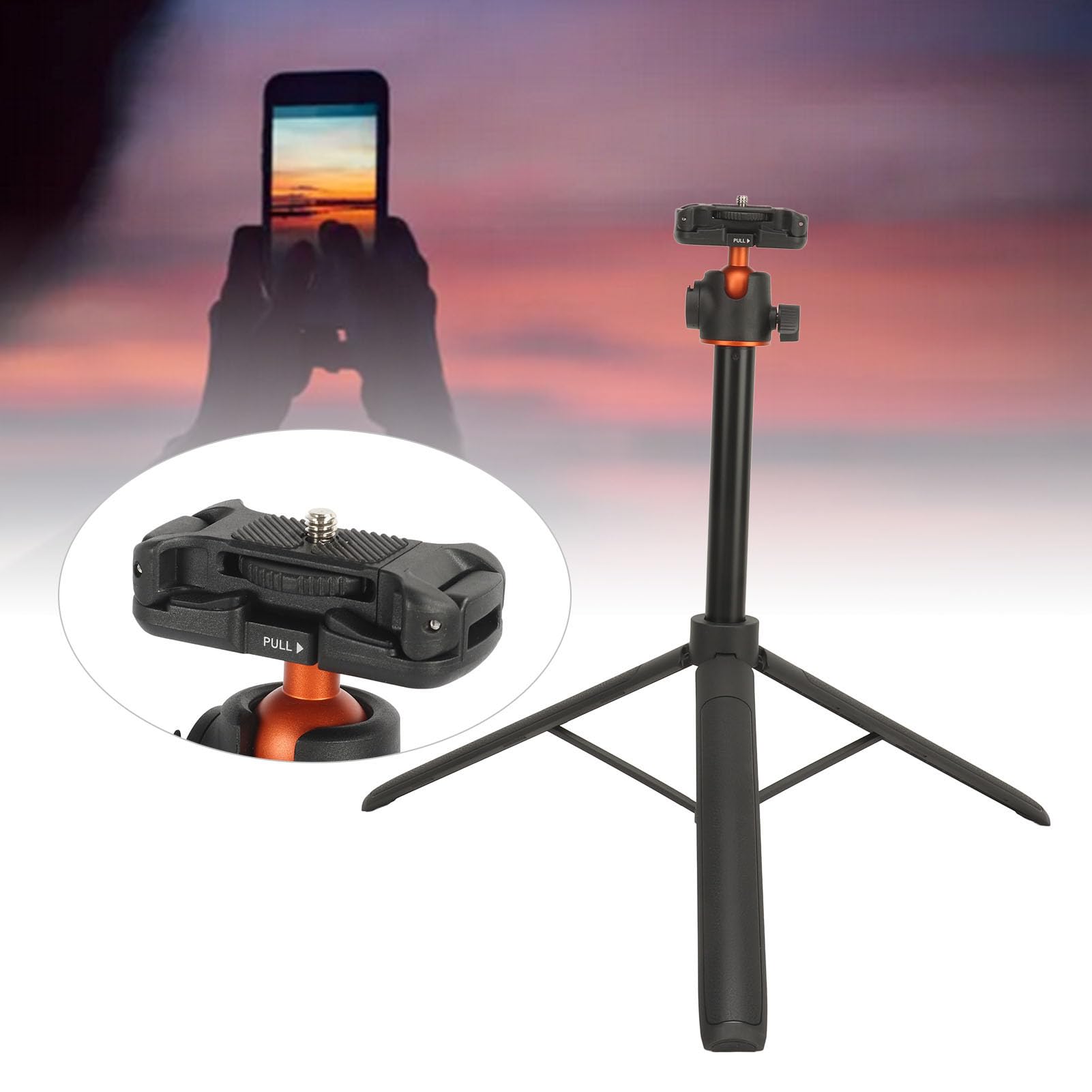 360° Rotating Aluminum Cell Phone Tripod with Extendable Height, Cold Shoe Port, Universal 1/4 Inch Screw for DSLR, Action Camera, Webcam, Selfie Stick Tripod 4