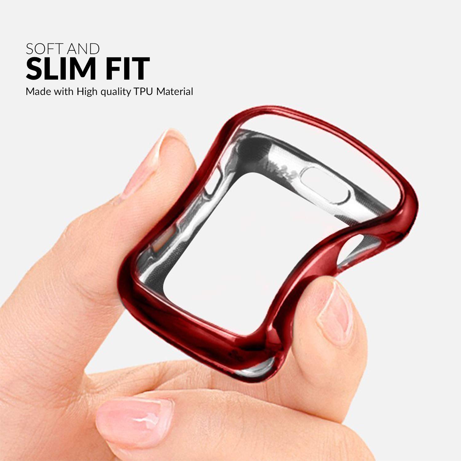 AirCase Silicone Bumper Case Protective Guard for Apple Watch Series 4, 40mm (Red) 3