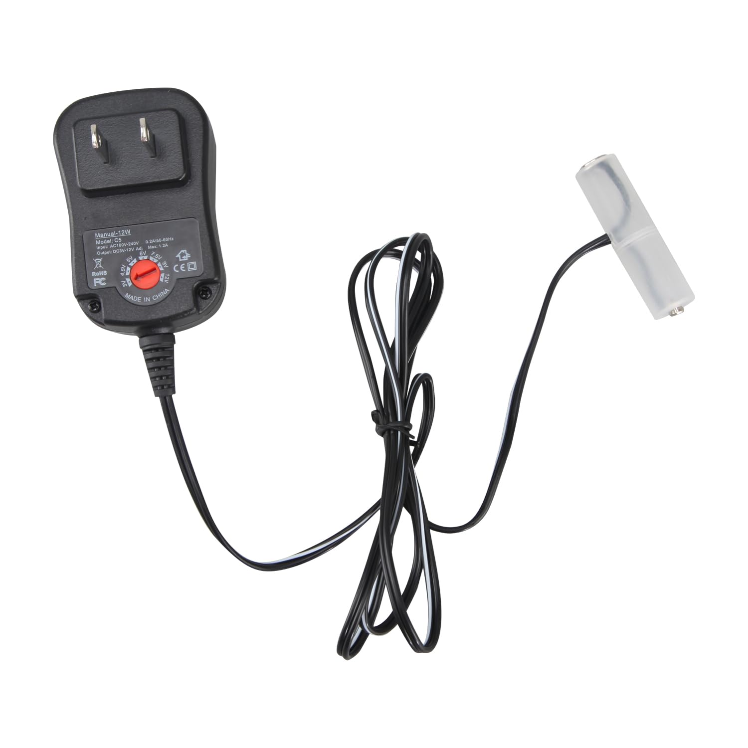 Universal Battery Eliminator Kit, 12W AC Power Supply Adapter with Adjustable Voltage, 7 Rechargeable Batteries Compatible Set (AA) 3