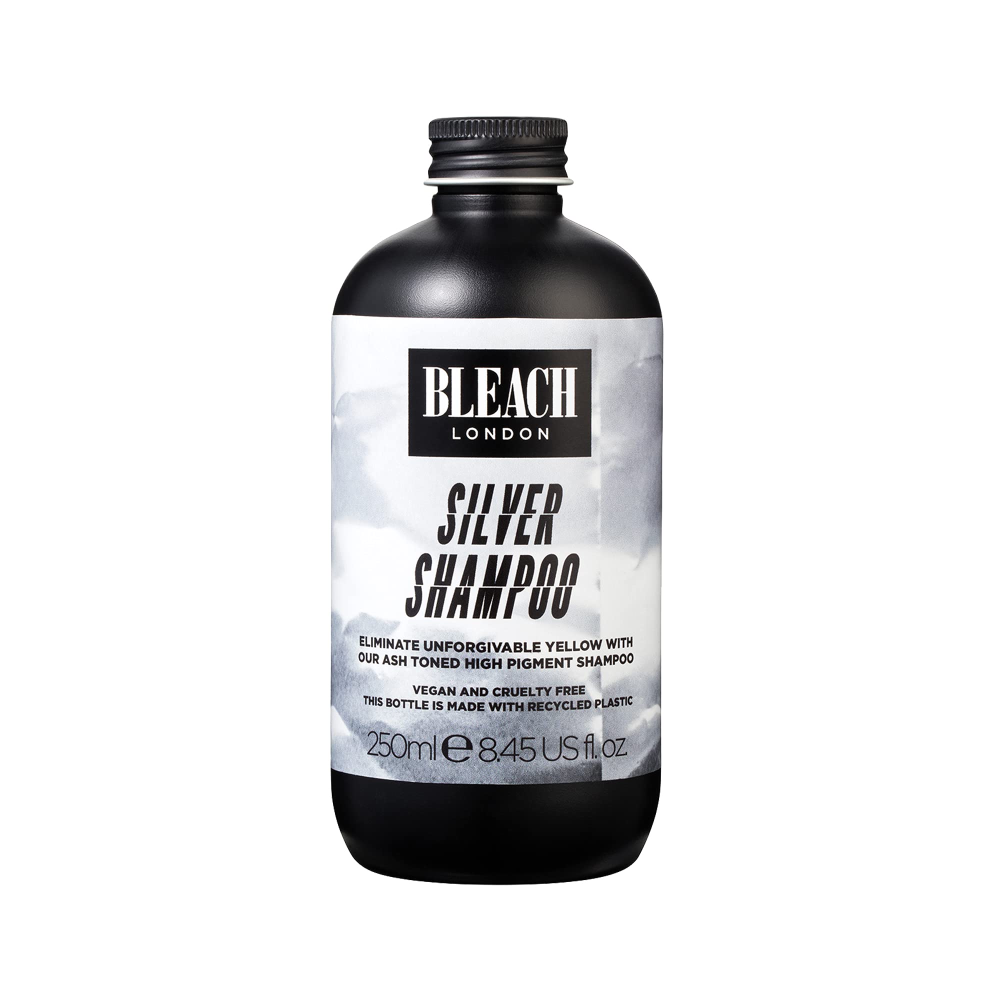 BLEACH LONDON Silver Shampoo - High Pigmented Ashy Silver Rinse, Vegan Cruelty Free, Color Protected Clean, Color Depositing Toning Formula 8.45 fl oz