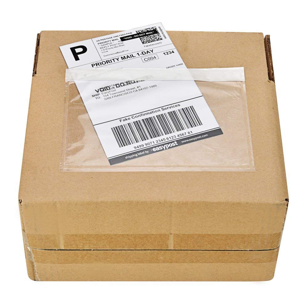 9527 Product 7.5" x 5.5" Clear Adhesive Top Loading Packing List/Shipping Label Envelopes (1000 Pack) 1