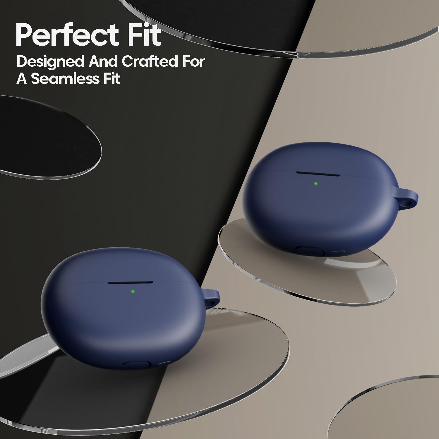 Sounce Silicone Case Cover for Realme Buds Air 6 Pro, Portable Non-Slip Grip & Scratch-Resistant Protector with Carabiner Clip Full Protection Water Resistant, Shockproof Cover - Blue 4