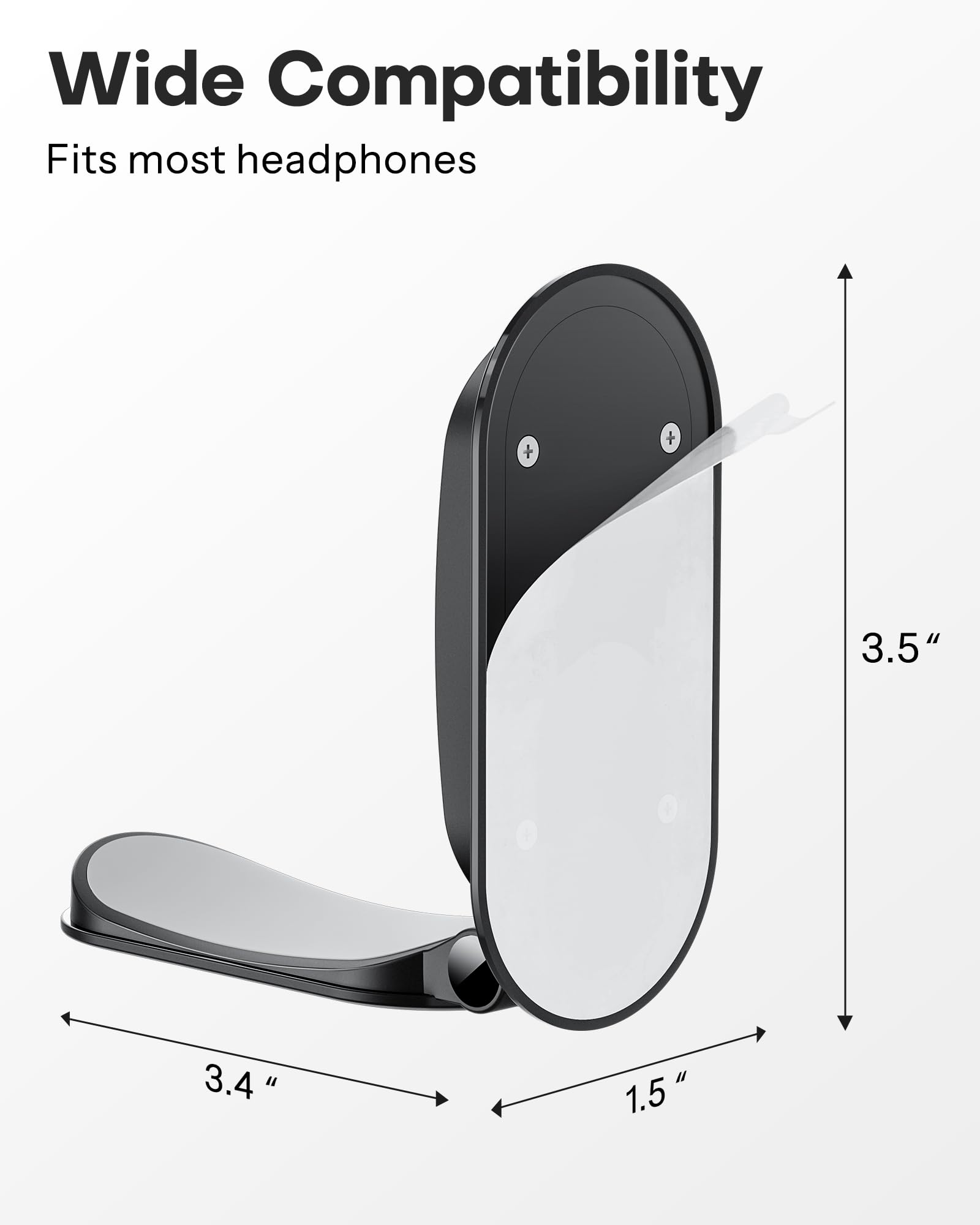 OMOTON Headphone Stand for Desk, Foldable Sticky Headset Stand Holder, Headphone Holder Hook Mount with Non-Slip Silicone, PC Gaming Accessories for Airpods Max, All Earphones- Black 6