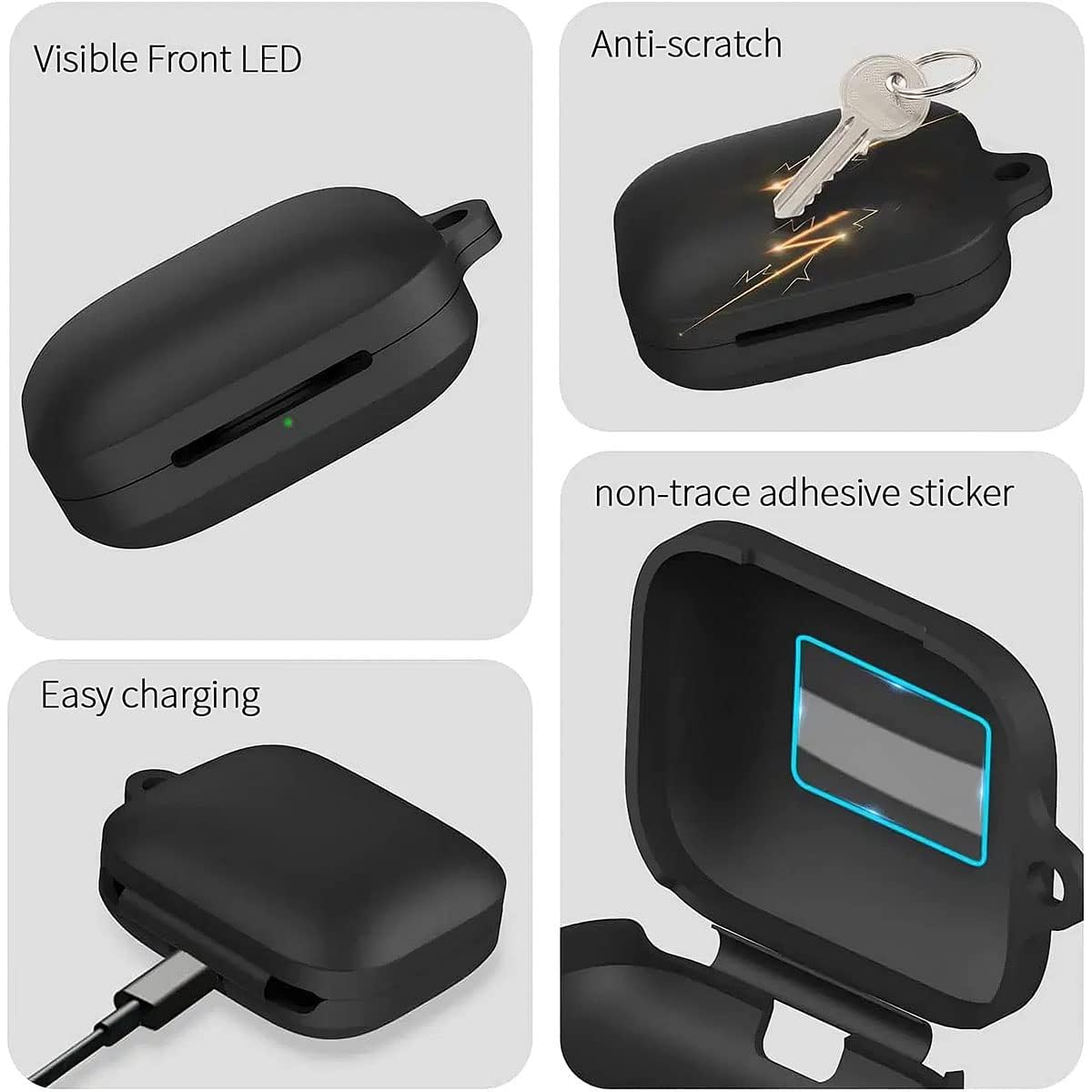 LIRAMARK Silicone Cover Case with Carbiner Compatible with OnePlus Buds Pro 2 (2023) / Oneplus Buds Pro 2R (Green) 5