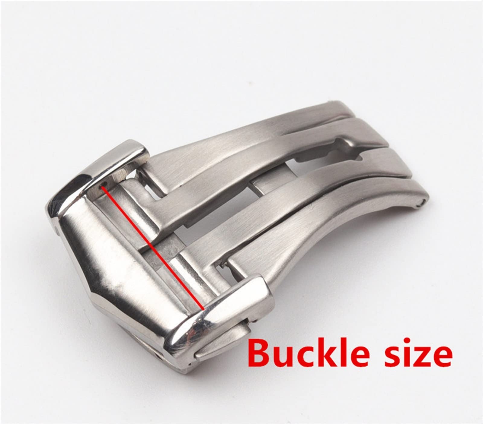 CZKE Stainless Steel Solid Double Push Button Fold Watch Buckle Butterfly Deployment Clasp Watch Strap 18mm for Omega Silver Buckle 3