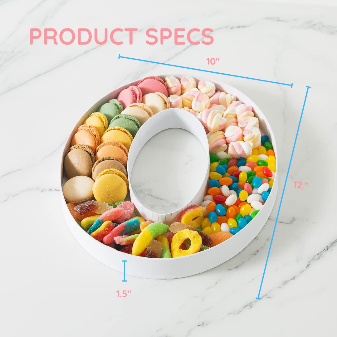 Soul & Lane Fillable Cardboard Number Charcuterie Board Box, Large Paper Mache Numbers Shaped Cutout for Food, White Hollow Gift Tray for Birthday and Party Decor, Number 0 5