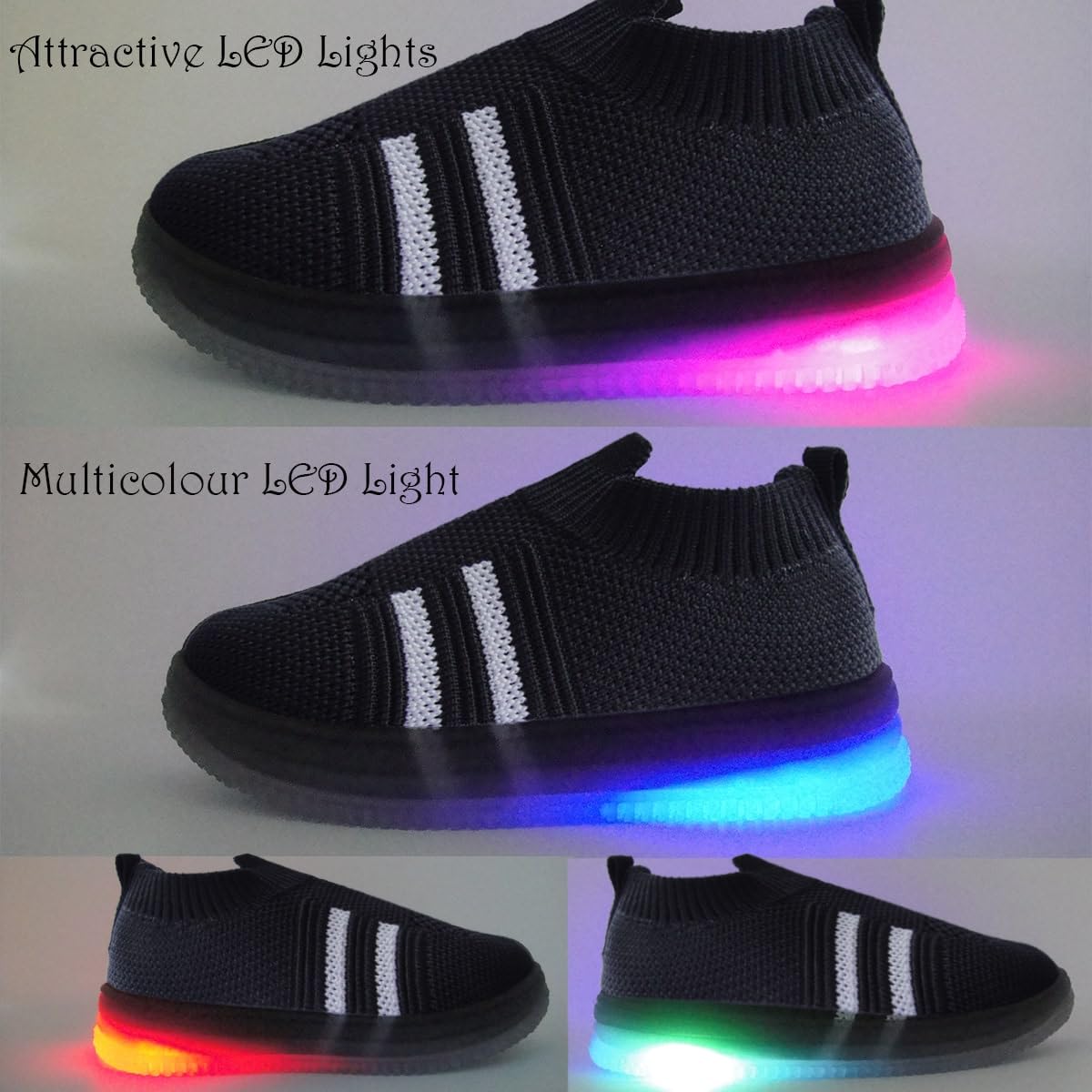 Kids Light Up Pull On Shoes Toddler Girls Boys Breathable Led Flashing Sneakers Running Shoes/Slip-on For Boys&Girls |Fashionable and Fun for Boys and Girls | Available in Toddler and Little Kid Size 4