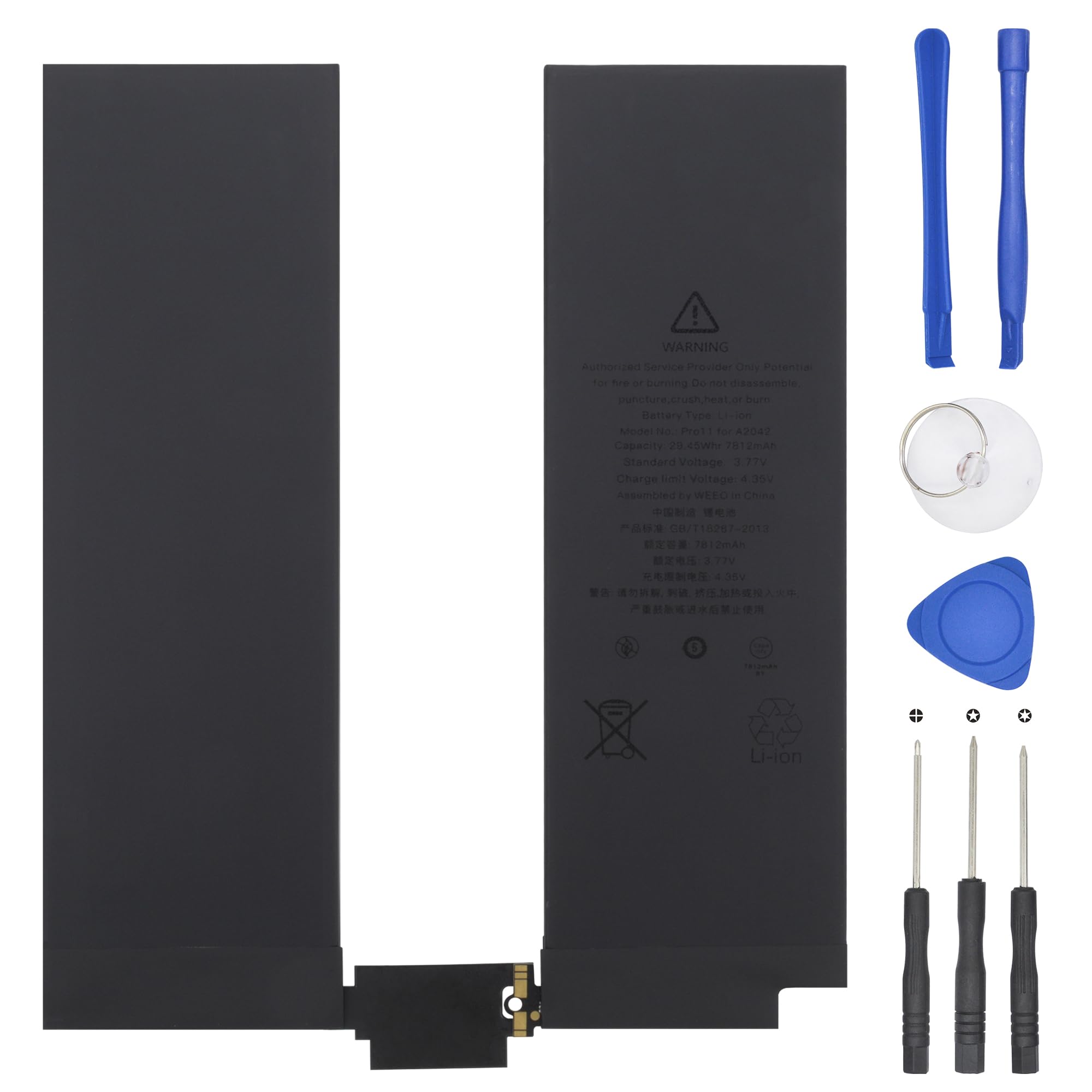 New A2042 Battery Replacement Compatible for iPad Pro 11 2018 1st A1934 A1979 A1980 A2013 A2042/EMC 3222 3221 LTE GSM WiFi Cellular Series 3.8V 29.26Wh 7700mAh with Repair Tools kit 1