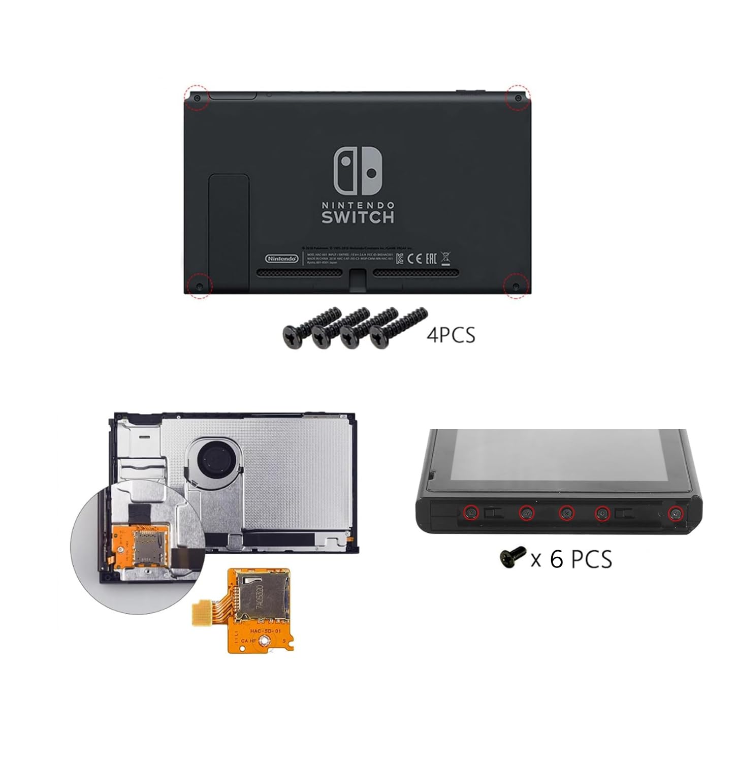 COMZPLIFE 2Pcs Micro SD Card Reader Replacement for Nintendo Switch, TF Memory Card Slot Socket Reader Board Replacement for NS Console 6