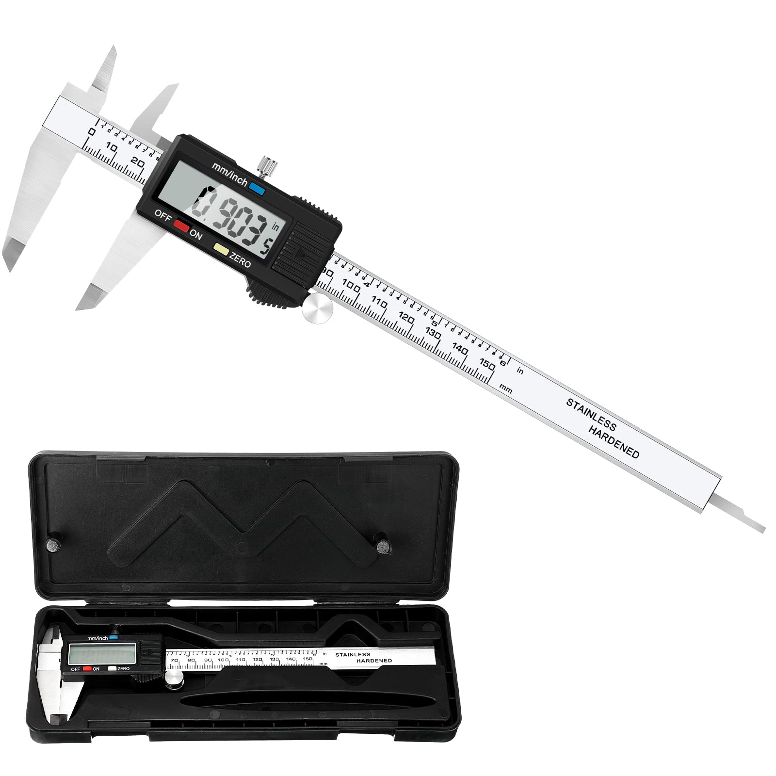 Simhevn Electronic Digital Caliper Measuring Tool, Stainless Steel Vernier Caliper Digital, Easy Switch from Inch Metric, LCD Screen,0-6inch/150mm Caliper Measuring Tool for DIY/3D Printing 1
