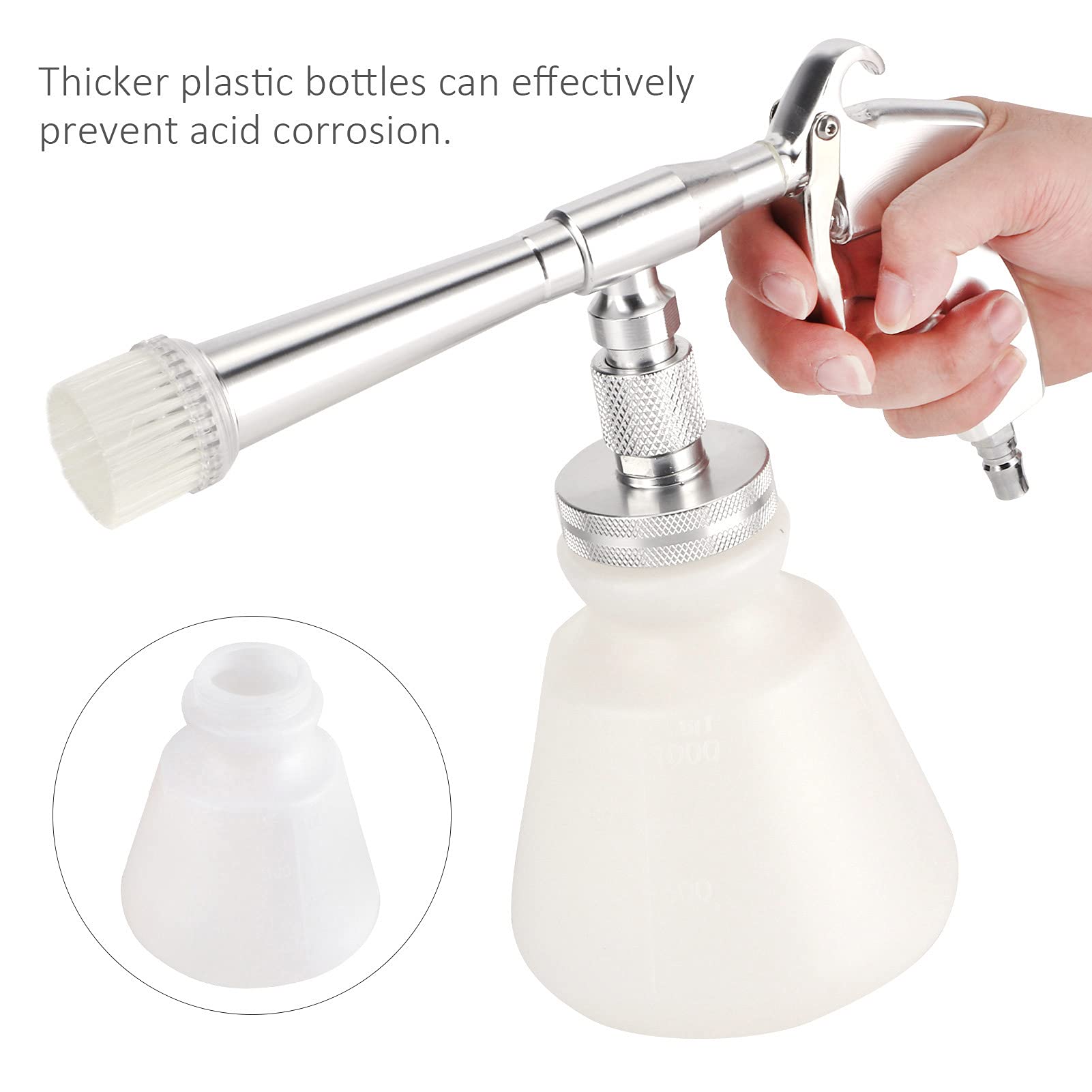 KLLJRFW Car Cleaning Gun, 6.2 to 9.5KG High Pressure Air Blower Gun for Car Detailing, Quickly Clean Car Interior Cleaning Kit with 2 Nozzles and Thickened Foam Bottle (Silver) 5