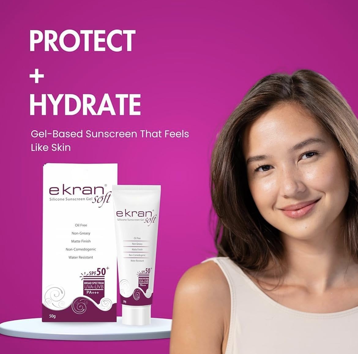 Ekran Soft Silicone Sunscreen Gel SPF 50+ | Oil-Free, Non-Greasy, Matte Finish, Water-Resistant, Non-Comedogenic | Broad Spectrum UVA-UVB PA+++ – 50g 4