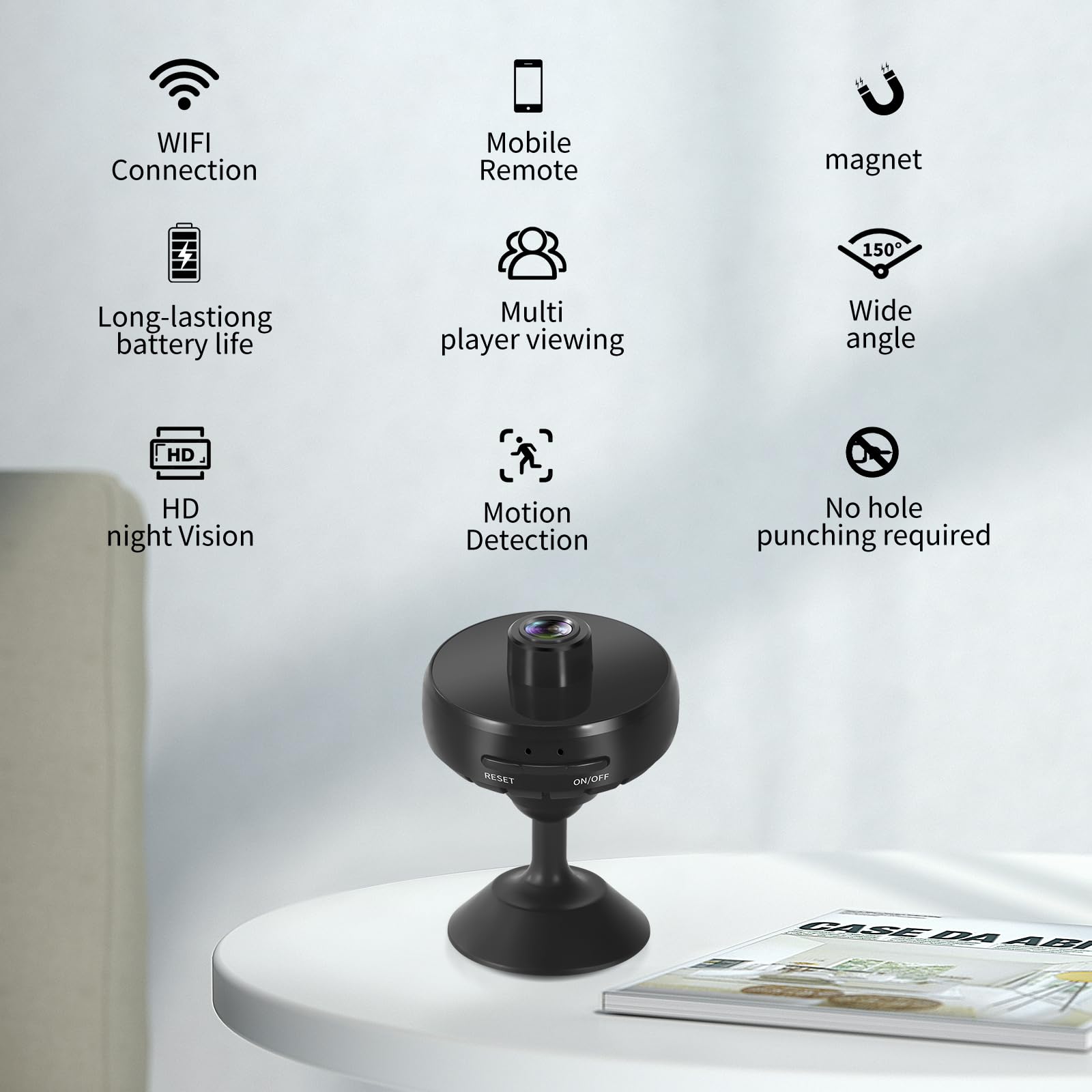 Breaspec Spy Camera, Mini Camera 1080P HD, Nanny Cam Hidden Camera Security Camera, Super Night Vision, Seamless Footage Playback, Compatible with iOS & Android 5