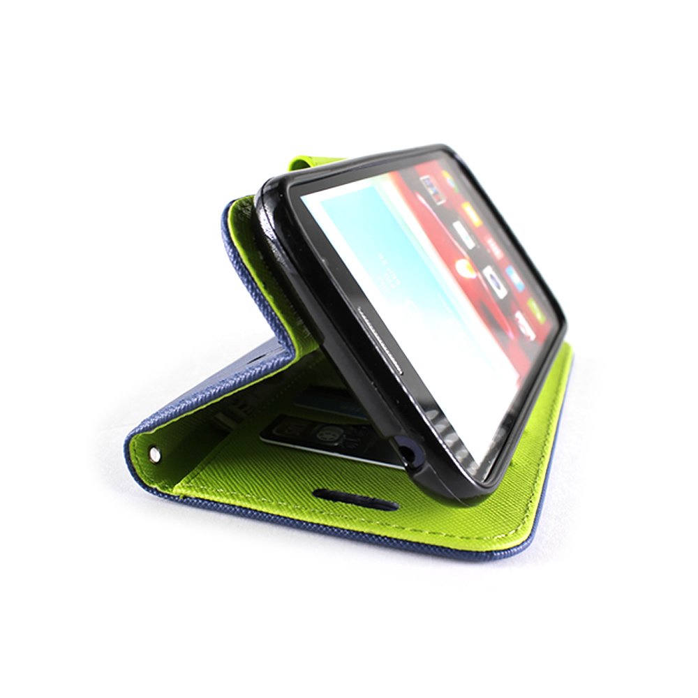 Alcatel One Touch Fierce 2 Flip Wallet Pouch Phone Case by CoverON® (Carryall Series) with Screen Protector for Alcatel One Touch Fierce 2 (7040T) / Pop Icon (A564C) - Navy + Neon Green 5