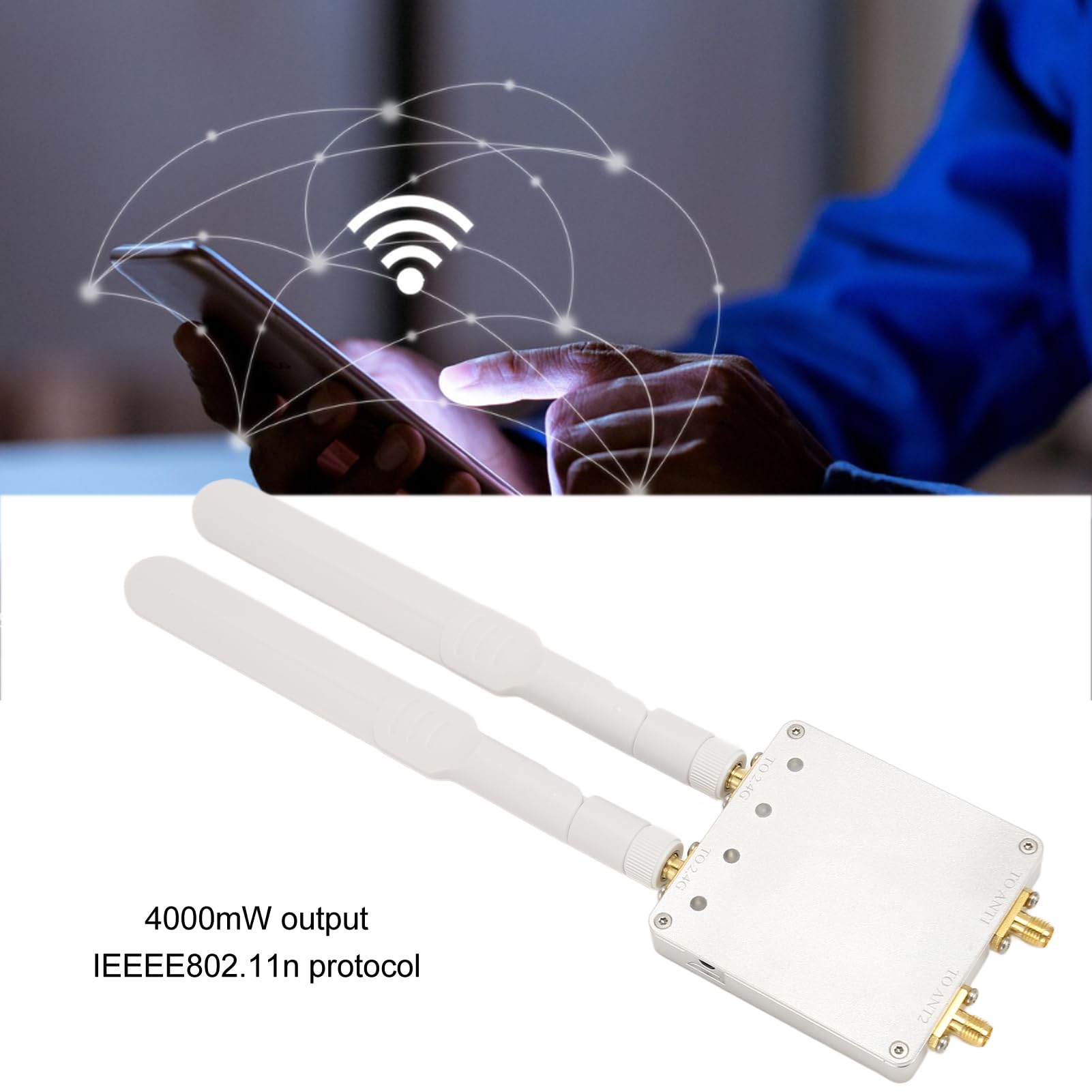 4000mW Cordless Router, WiFi Signal Extender, 2.4G 5.8G Dual Channel Low Noise Broadband Amplifier, Cordless Router Signal for Family Office (WiFi 2.4G Dual Channel) 4