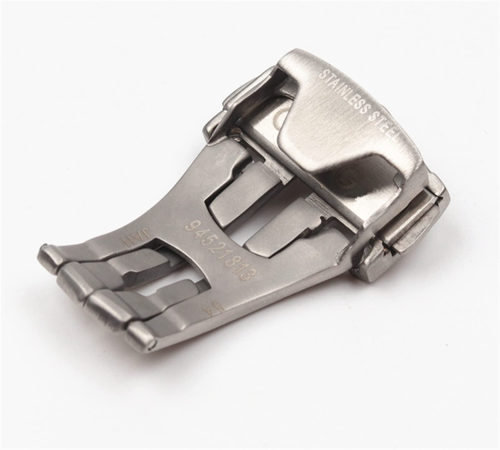 CZKE Stainless Steel Solid Double Push Button Fold Watch Buckle Butterfly Deployment Clasp Watch Strap 18mm for Omega Silver Buckle 4