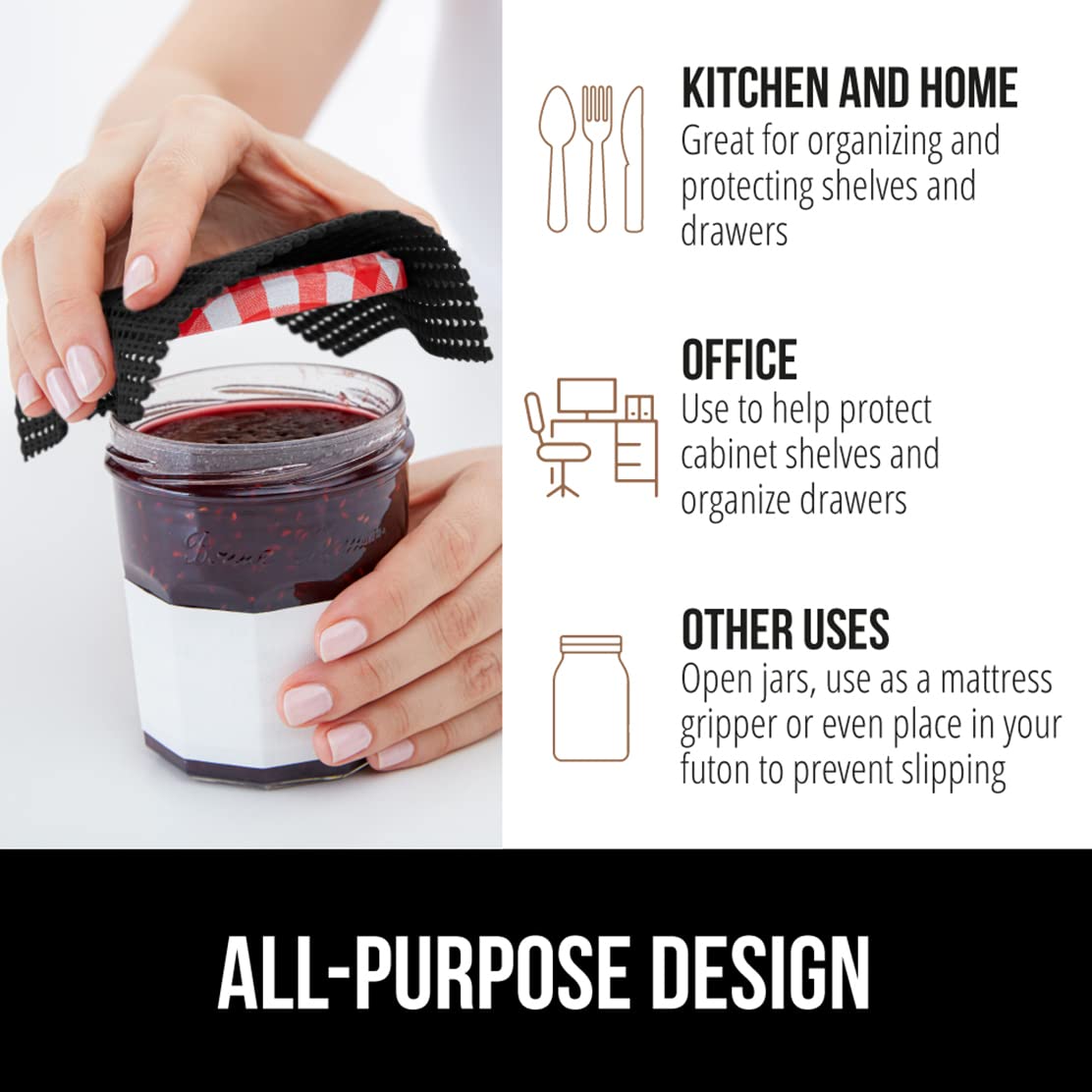 Gorilla Grip Drawer Liner and Under Sink Mat, Drawer Liner Size 12 in x 10 FT in Black, Non Adhesive, Under Sink Mat Size 24x30 in Black, 2 Item Bundle 6