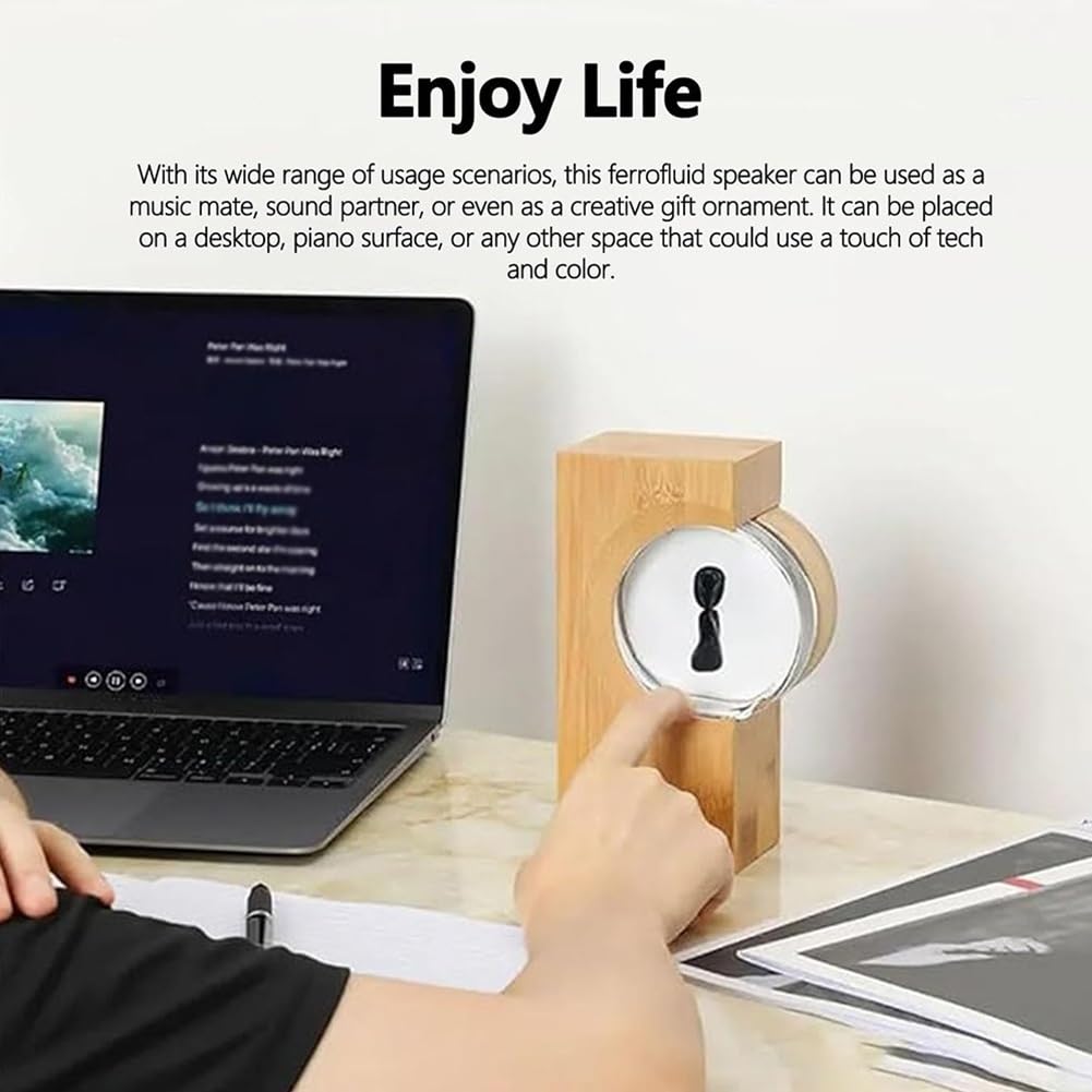 Ufpvsc Ferafluid Speaker Music Mate, Ferrofluid Sound Visualizer, Dancing Ferrofluid Speaker, Magnetic Fidget Toy, Desk Toys, Cool Gadgets for Teens (Gray) 4