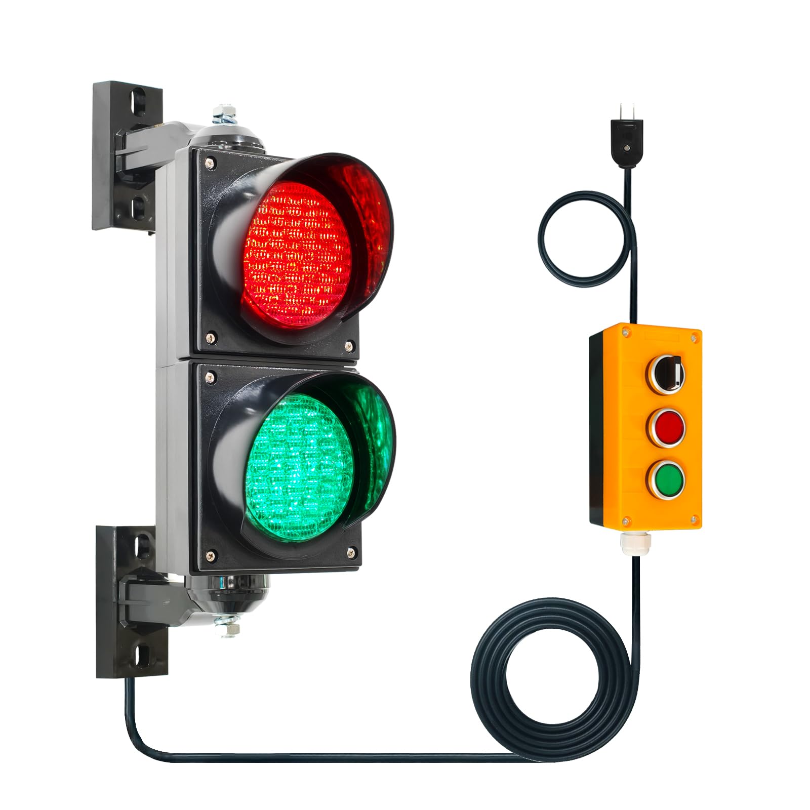100-2 & 100-3 Traffic Light Bundle: 4Inch 100mm Stop/Go Light with Remote & Button Control, AC 85-265V, IP65 Waterproof LED Signal Lamp 4