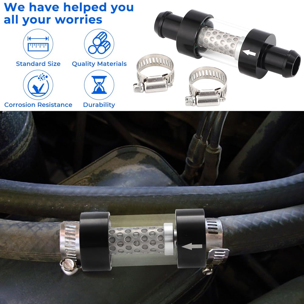 WIKIBB 3/4" Universal Filter Inline Heater Core Coolant Filter and Inspection System Stainless Steel Filter Mesh Matching Fixture 4