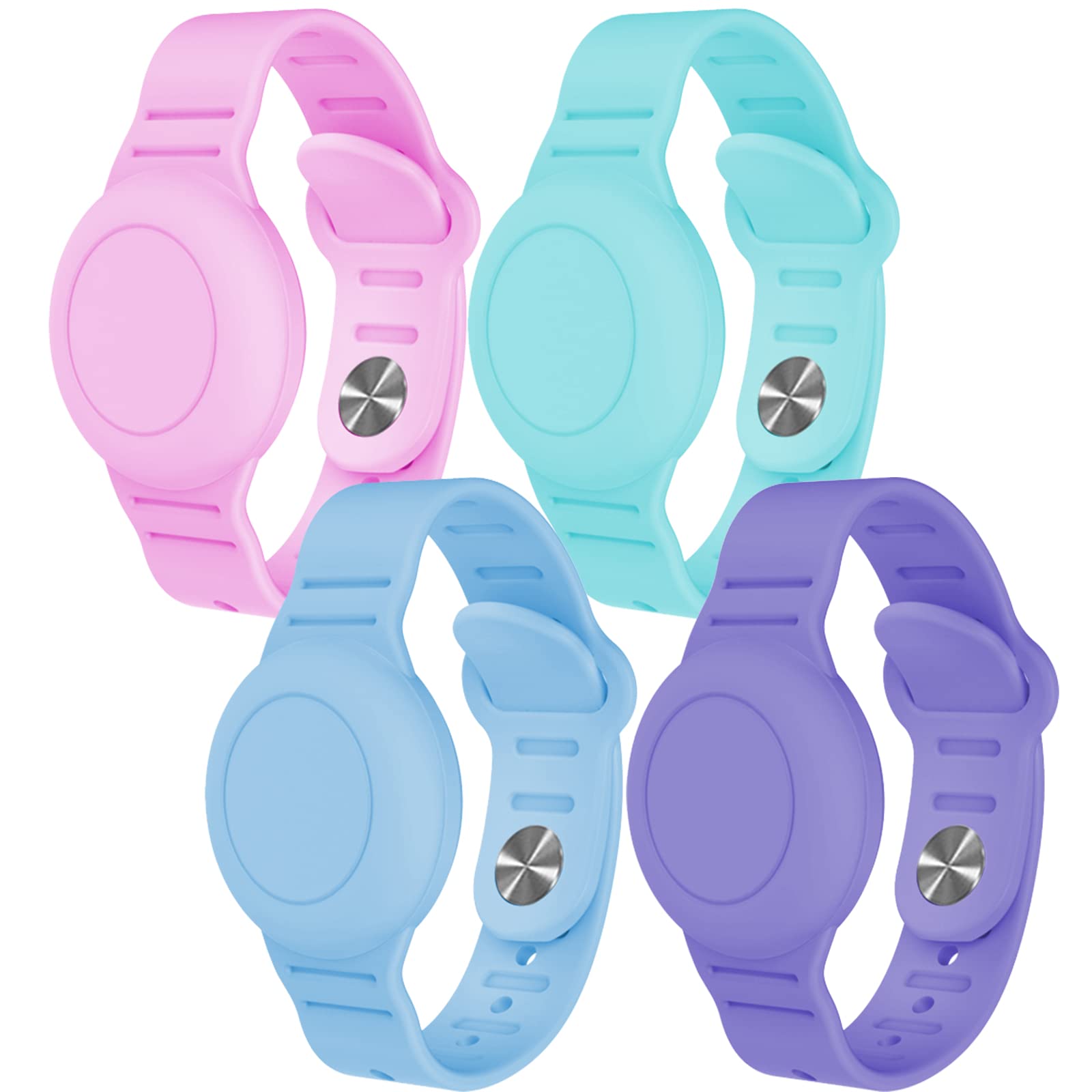 KAHADI 4 Pack Waterproof AirTag Bracelet for Kids, Hidden Silicone Wristband for AirTag, GPS Tracker Case for Air Tag Holder Strap Watch Band for Child Toddler, Secure Anti-Loss Protection 1