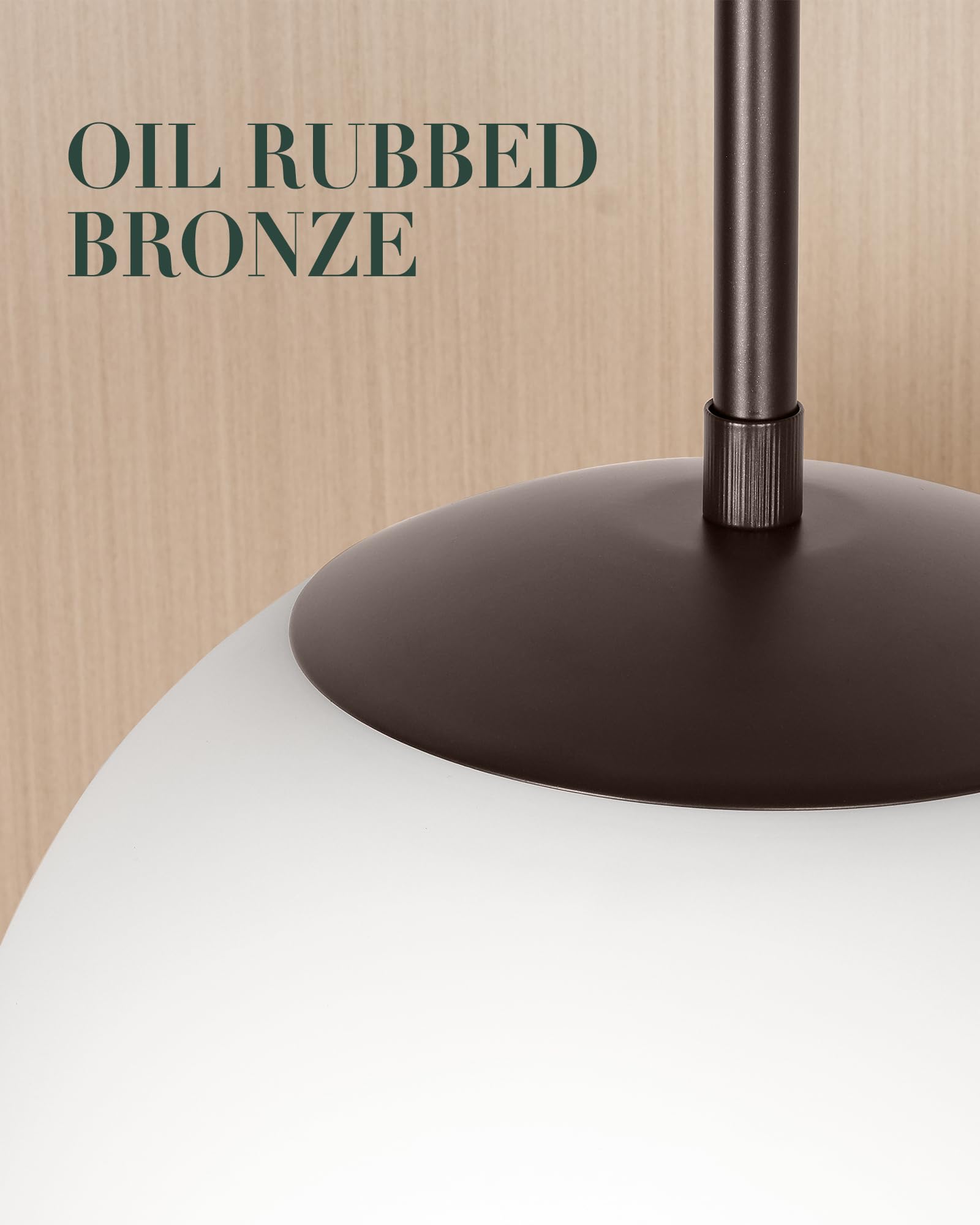 LMS 10 Inch Globe Pendant Lights, Oil Rubbed Bronze Mid Century Kitchen Island Light Fixtures with White Globe Glass Shade, Adjustable Hanging Rod, 2-Pack for Dining Room, LMS-186PL-ORBW-10-2PK 4