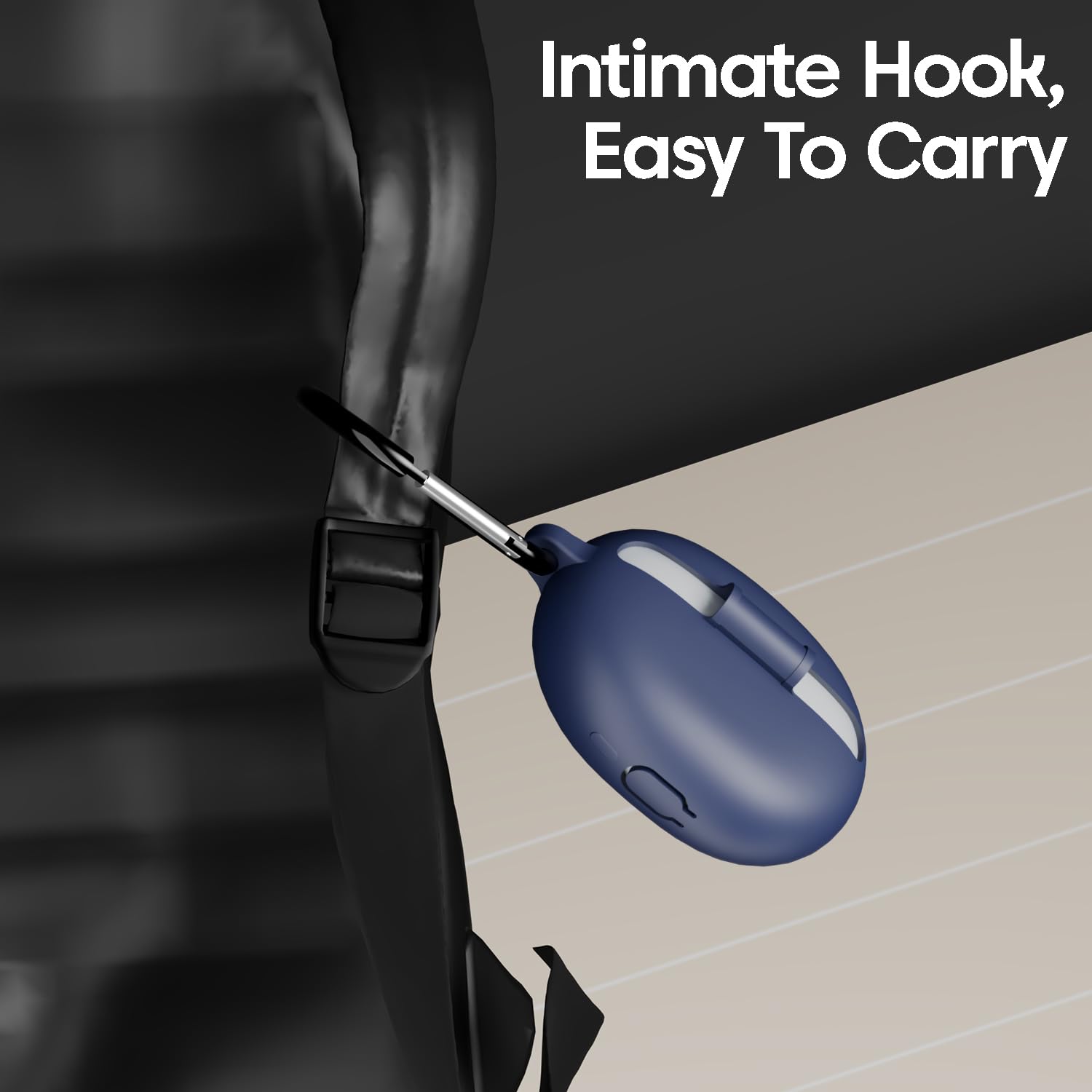 Sounce Silicone Case Cover for Realme Buds Air 6 Pro, Portable Non-Slip Grip & Scratch-Resistant Protector with Carabiner Clip Full Protection Water Resistant, Shockproof Cover - Blue 5