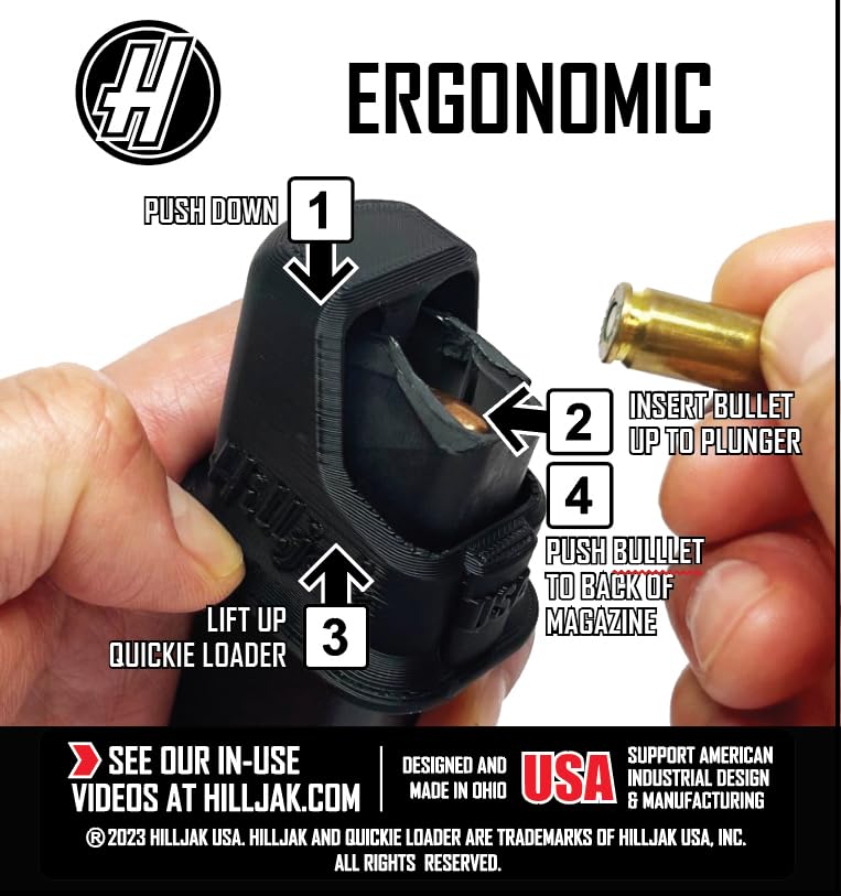 3D Printed Magazine Speed Loader Designed to fit Sig P365 S&W Shield Plus Ruger Max-9 Springfield Hellcat 9mm, Walther P99C, Canik TP9 Taurus PT92 PT99 TH9 GX4 G3/G3C G2/G2C - QL9P Red Stripe 5