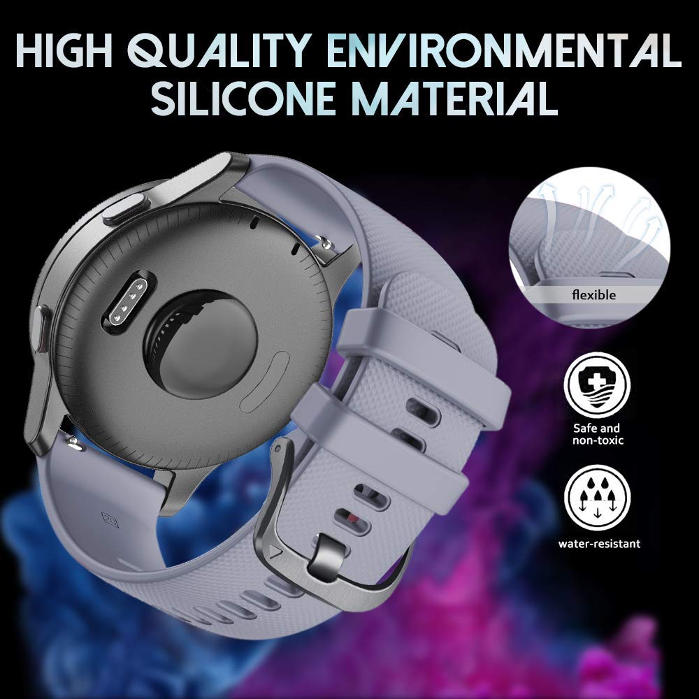 NotoCity for Garmin Venu/Venu 2 Plus/Venu Sq/Venu Sq 2/ Vivoactive 3/Vivoactive 5, 20mm Soft Silicone Replacement Strap for Forerunner 245/Forerunner 645/ Vivoactive HR/Galaxy Watch 4 (Gray S) 5