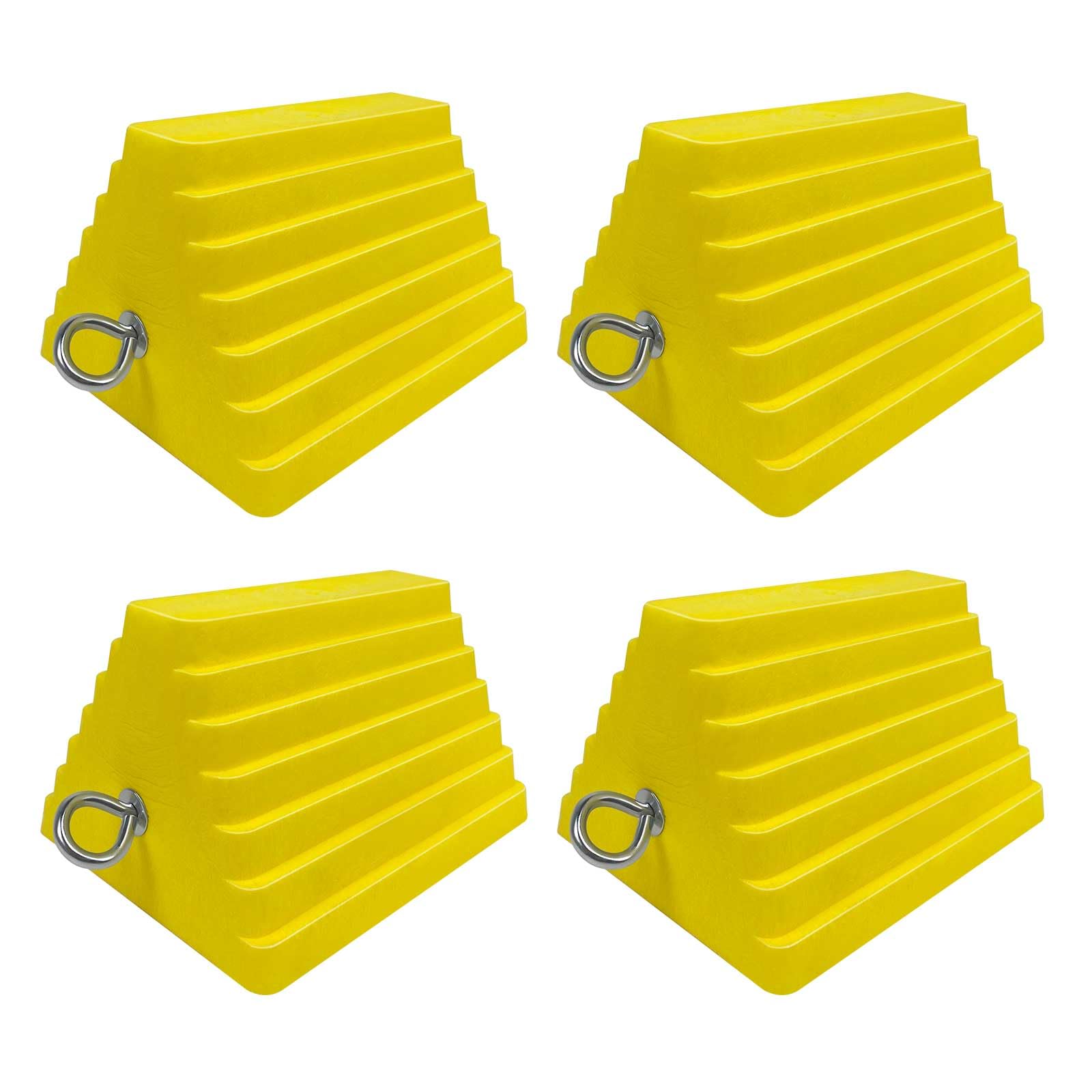 ROBLOCK 4 Packs Wheel Chocks Heavy Duty Yellow with Eyebolt for Travel Trailer Camper, Truck, Car and ATV(Yellow) 1