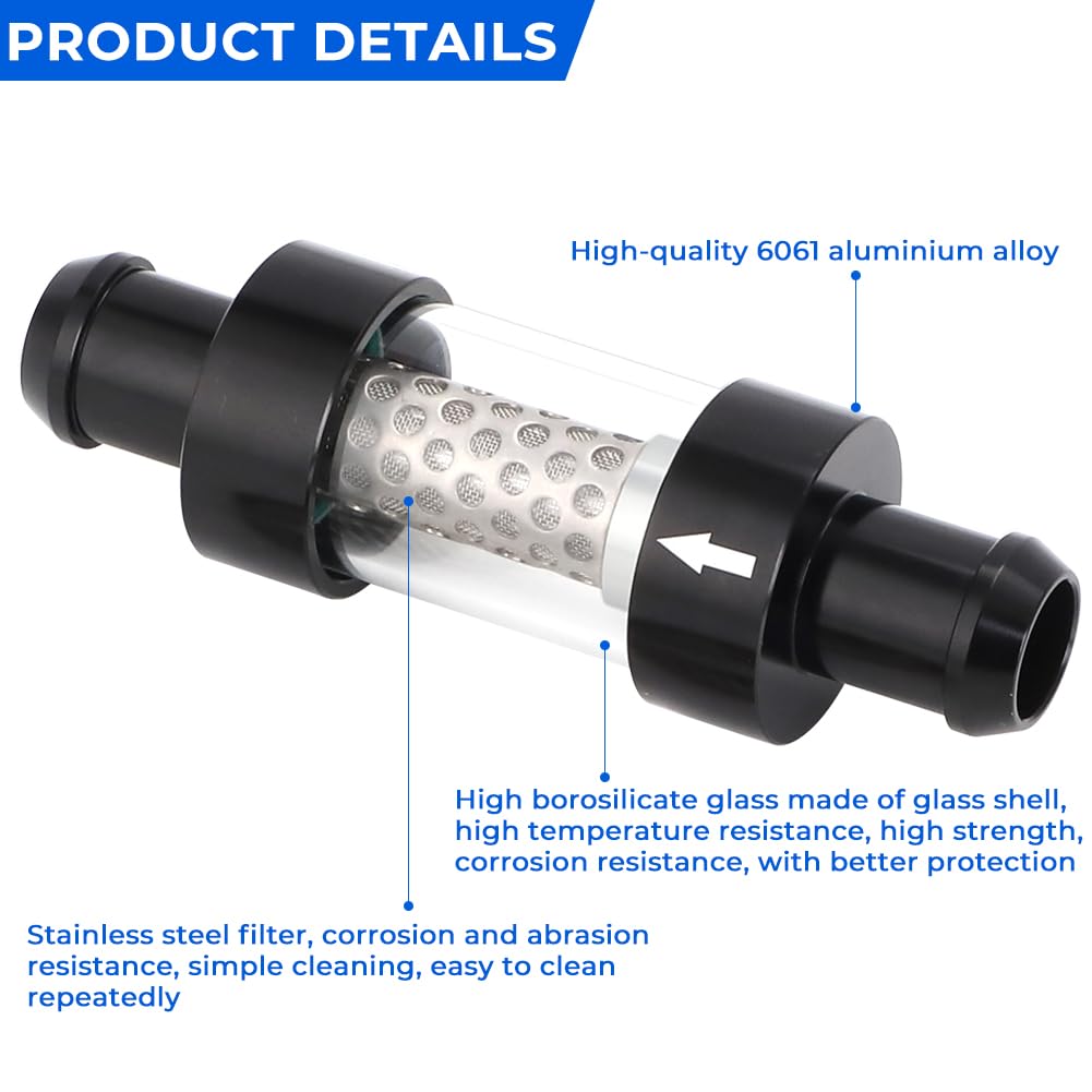 WIKIBB 3/4" Universal Filter Inline Heater Core Coolant Filter and Inspection System Stainless Steel Filter Mesh Matching Fixture 6