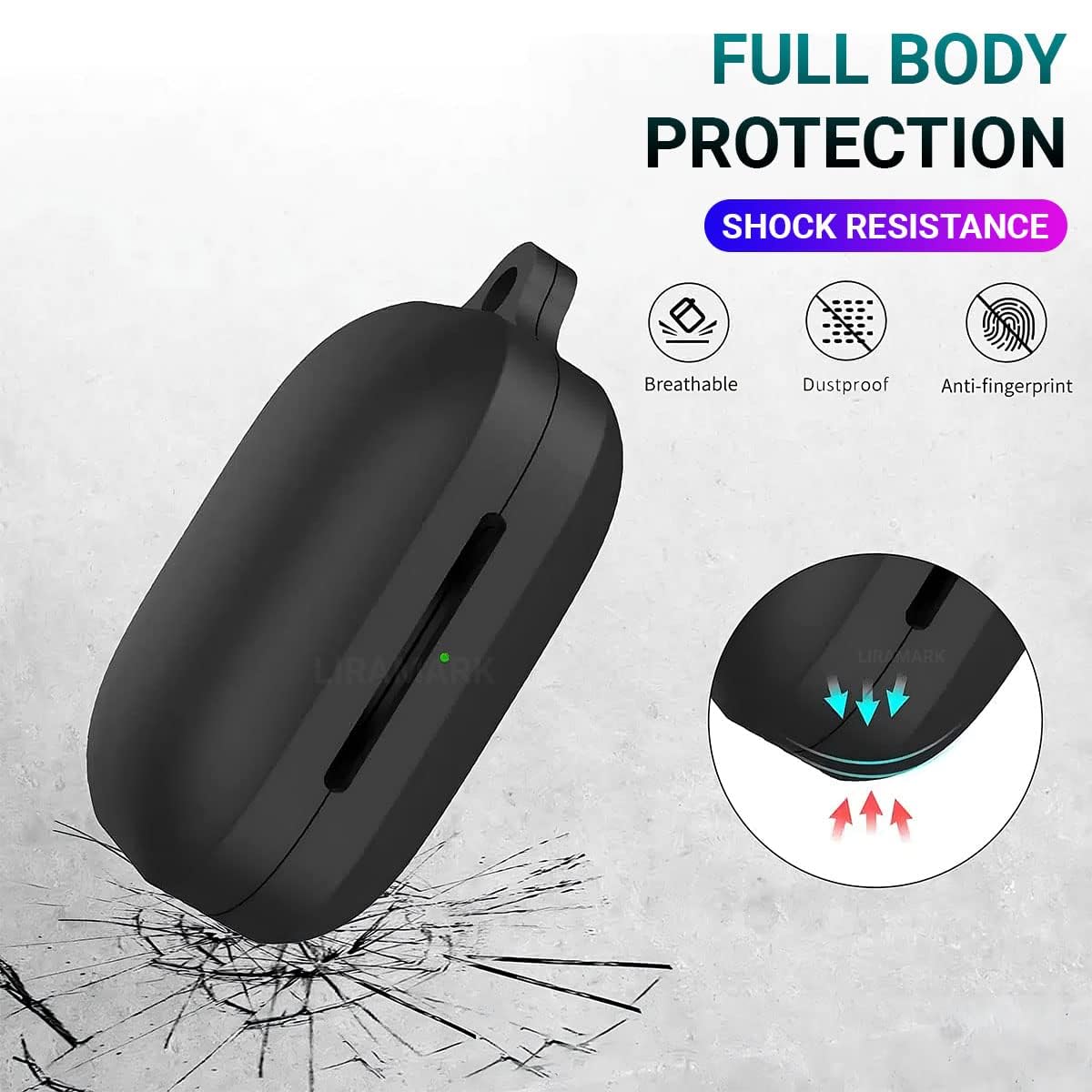 LIRAMARK Silicone Cover Case with Carbiner Compatible with OnePlus Buds Pro 2 (2023) / Oneplus Buds Pro 2R (Green) 3