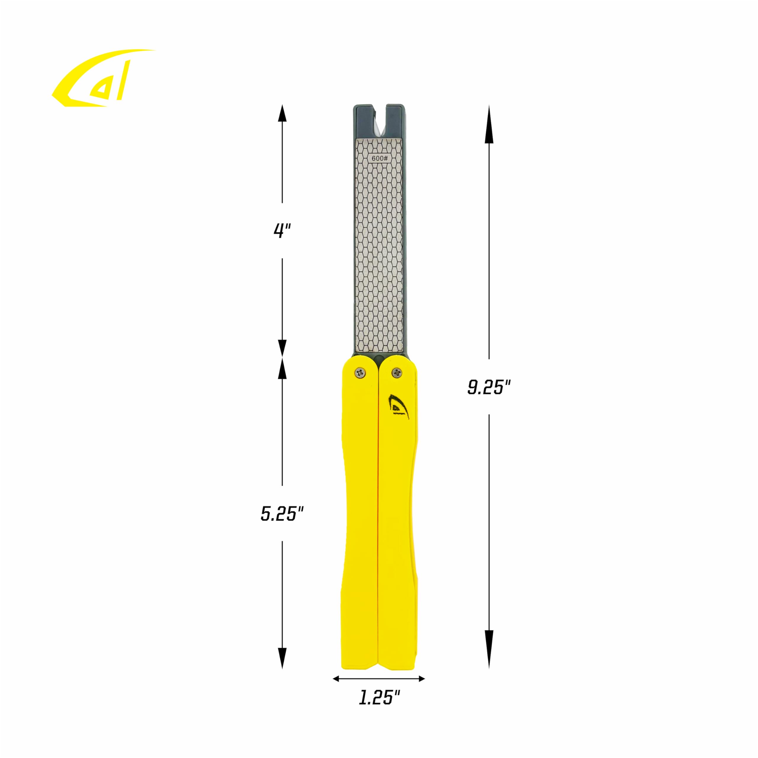 danco Folding Knife Sharpener, Yellow, Small Enough to Fit in Tackle Box, Outdoor Handheld Knife Sharpener, Fishing, Hunting, Fillet, Pocket Knives 3