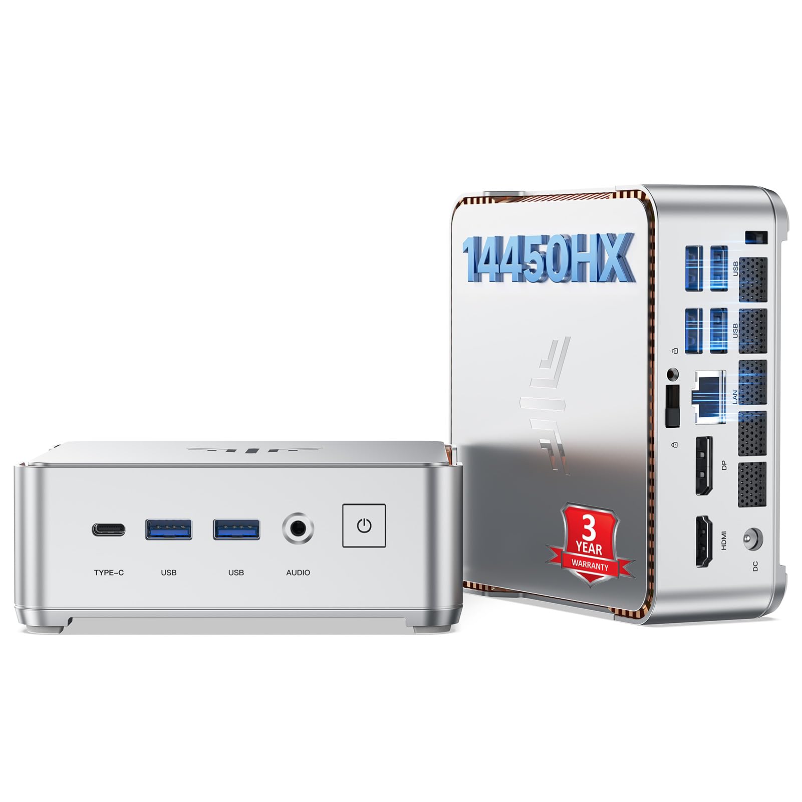 KAMRUI Hyper H2 Mini Gaming PC, Intel Core 14450HX Mini Computers (10C/16T, 4.8GHz), 32GB RAM 1TB PCle4.0 SSD Micro Desktop PC, Triple 4K Display, USB Type-C, WiFi6, BT5.2, Business Office Home 2