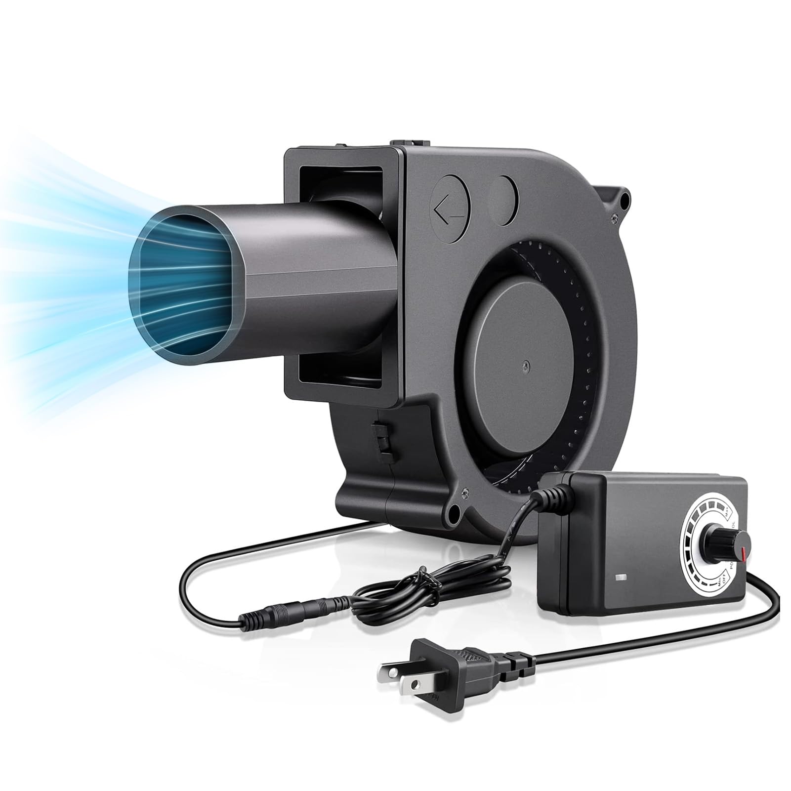 DIY Blower Fan 97x97x33mm 12V 2.7A, 4500RPM Variable Speed Ball Bearing Cooling Fan for Gaming, Amplifier (US Plug) 1